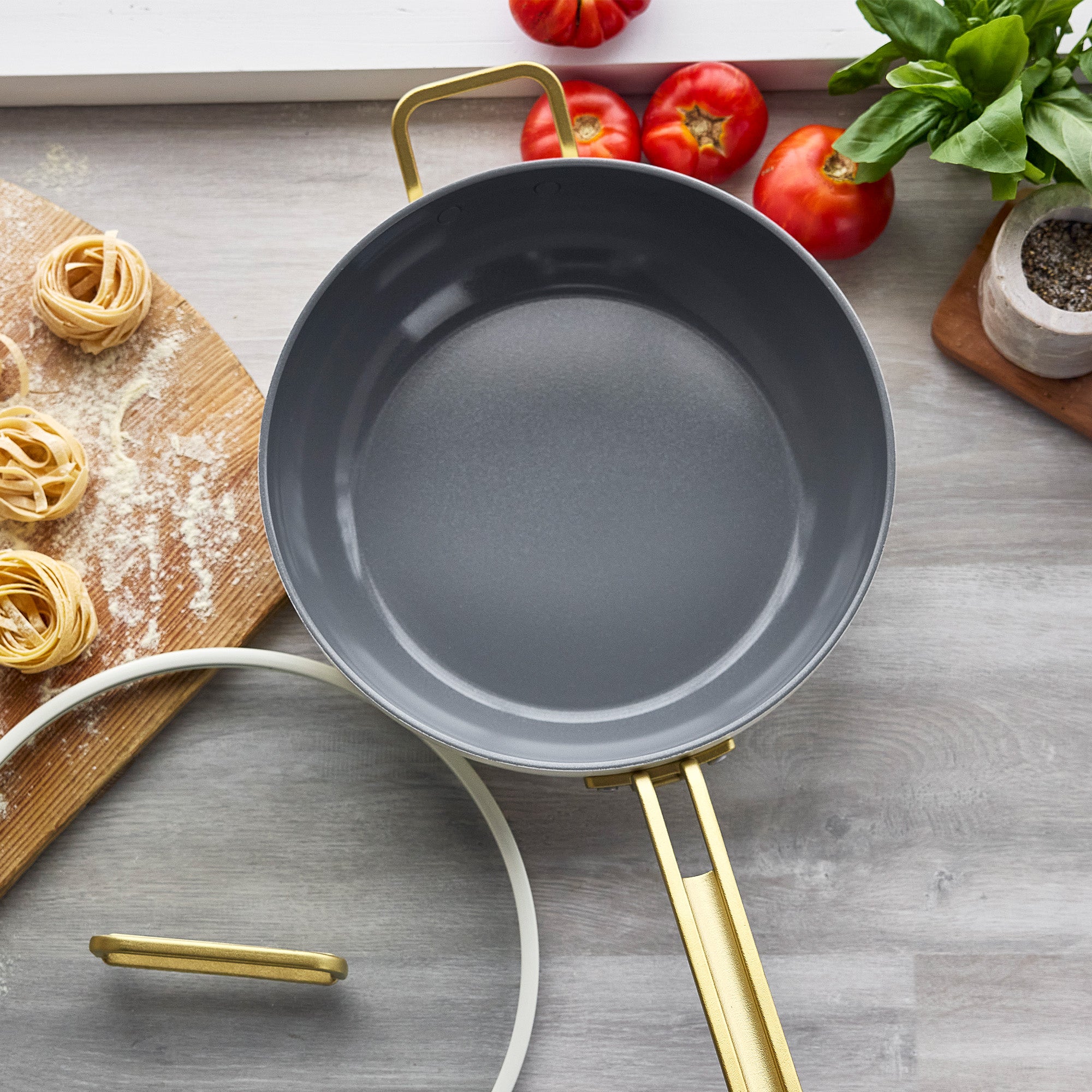 Stanley Tucci Ceramic Nonstick 4.5-Quart Stanley Pan Jr. — Carrara White