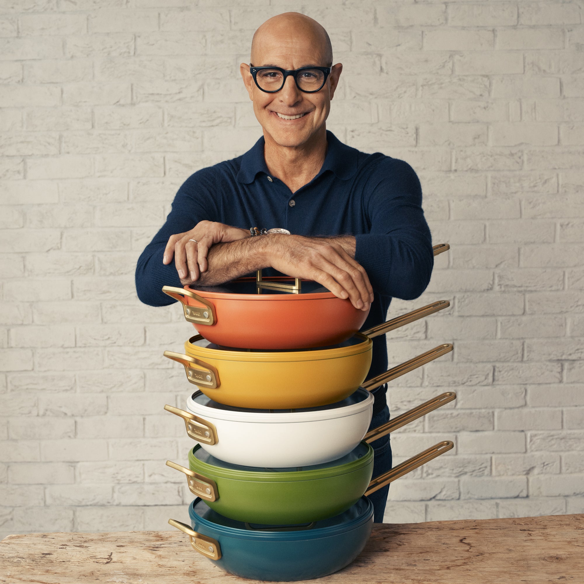 Stanley Tucci Ceramic Nonstick 4.5-Quart Stanley Pan Jr. — Carrara White