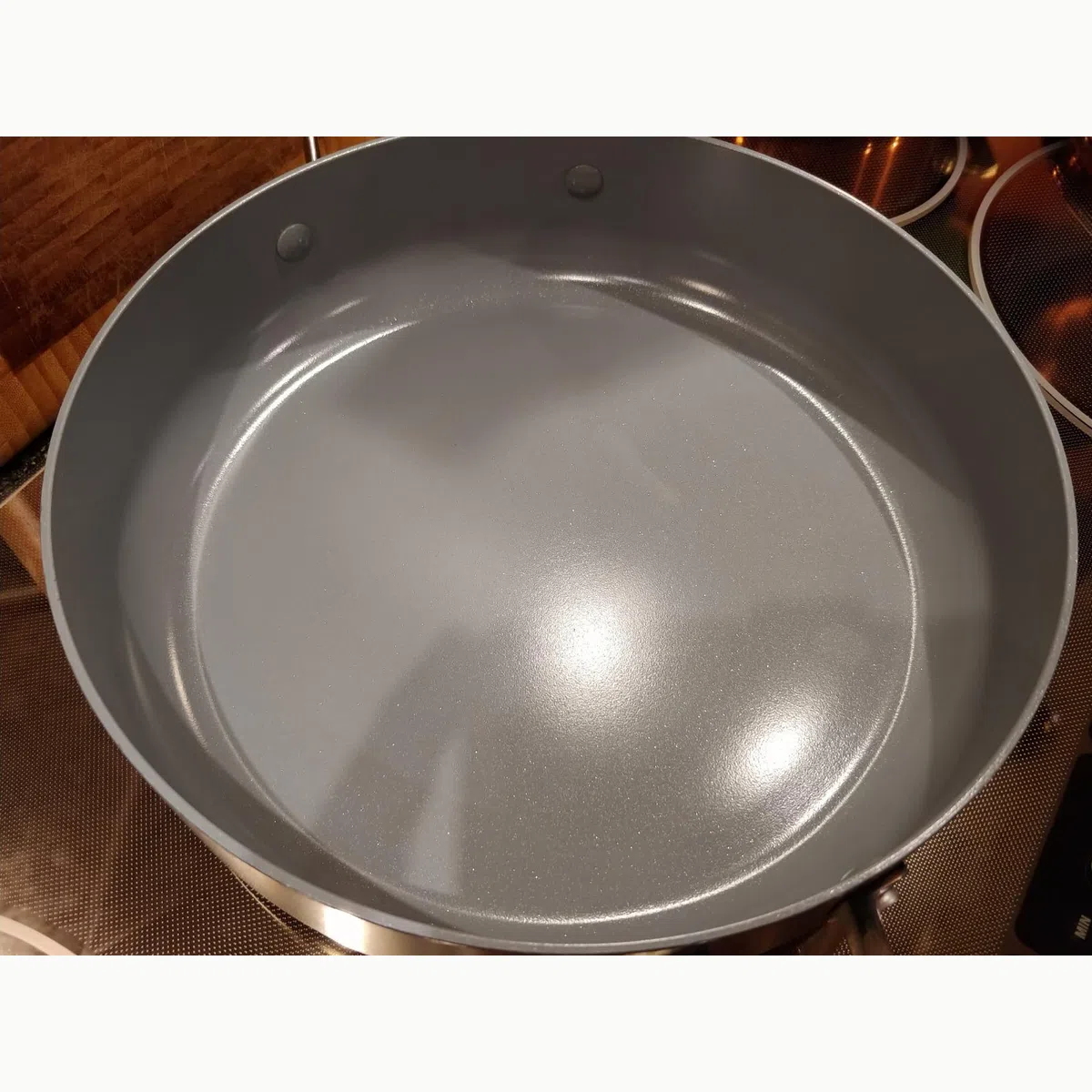 Good pan, handle gets warm