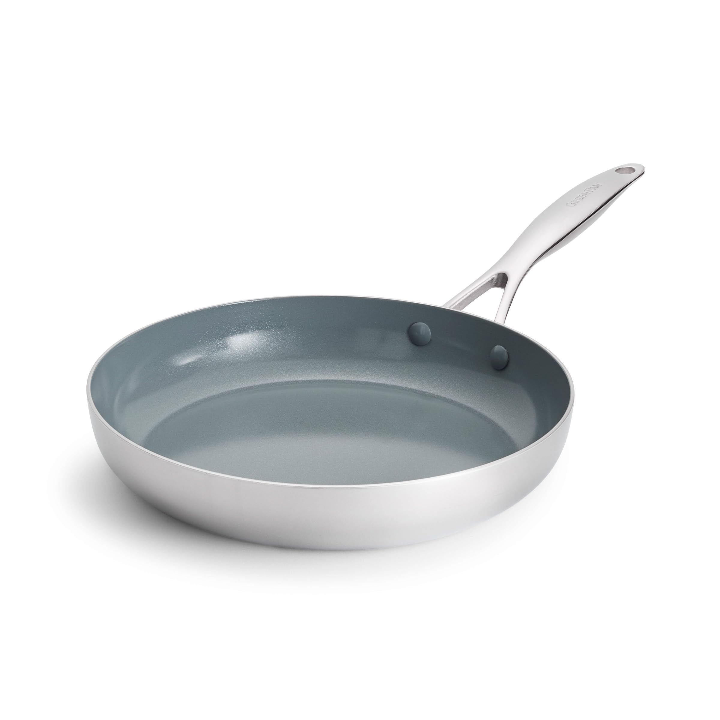 GreenPan Valencia Pro Stainless Steel 12” Frying Pan Skillet with Mirrored Tri-Ply and Infinite8 Ceramic Nonstick