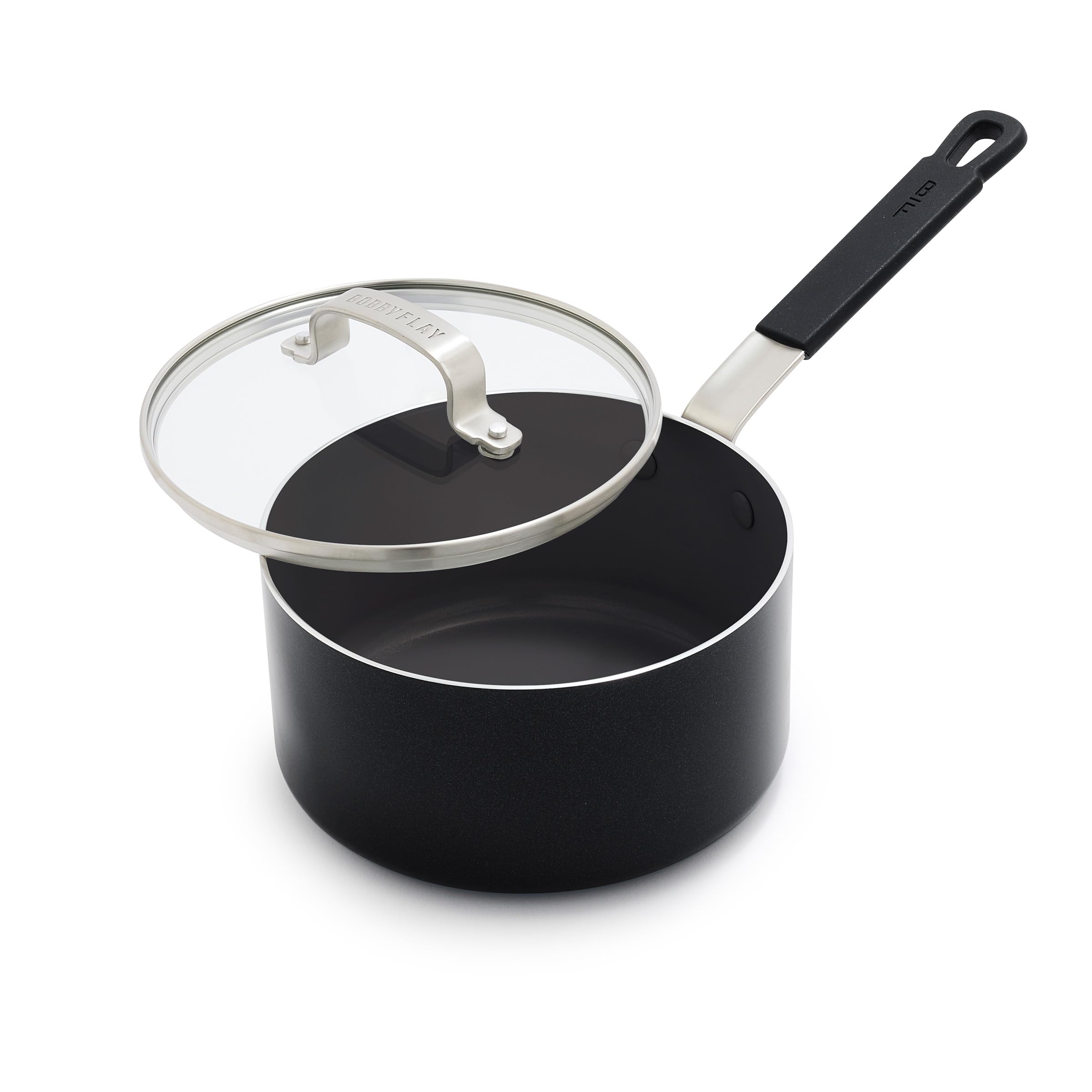 GreenPan x Bobby Flay 2.5QT Nonstick Saucepan with Glass Lid – Black
