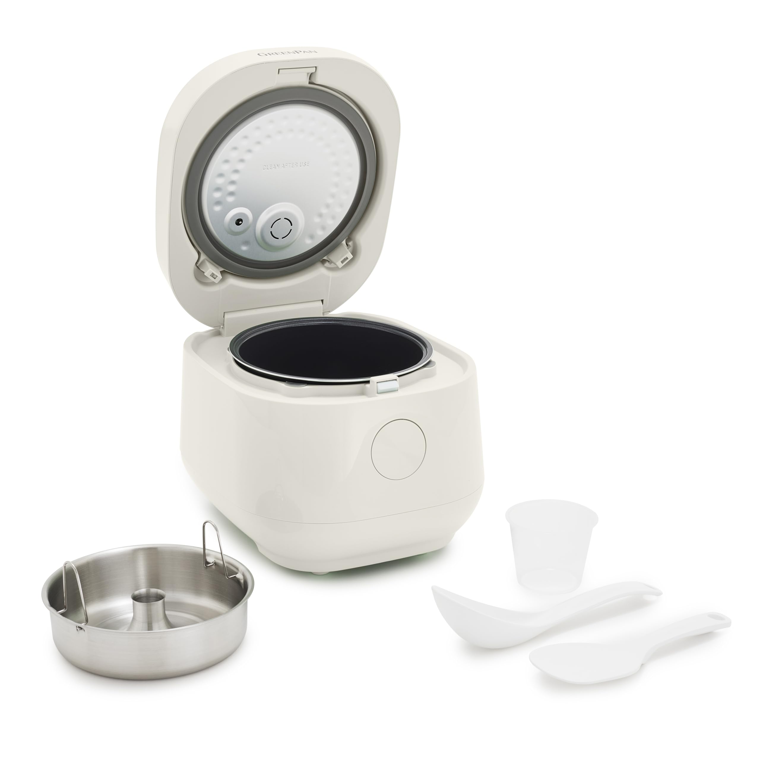 GreenPan Rice Cooker, 8 Cups Cooked (4 Uncooked) with Low-Carb & Soup Mode, Cream