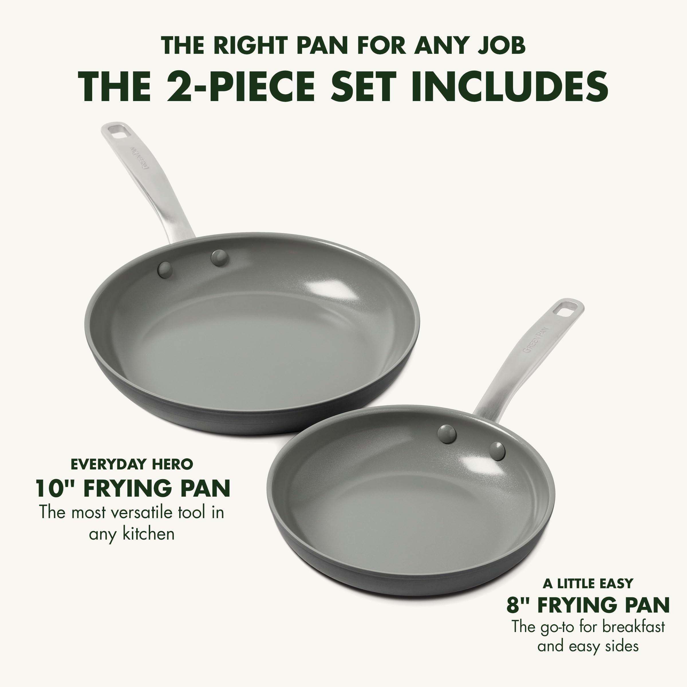 GreenPan Chatham Hard Anodized Ceramic Nonstick 8" and 10" Frying Pan Set