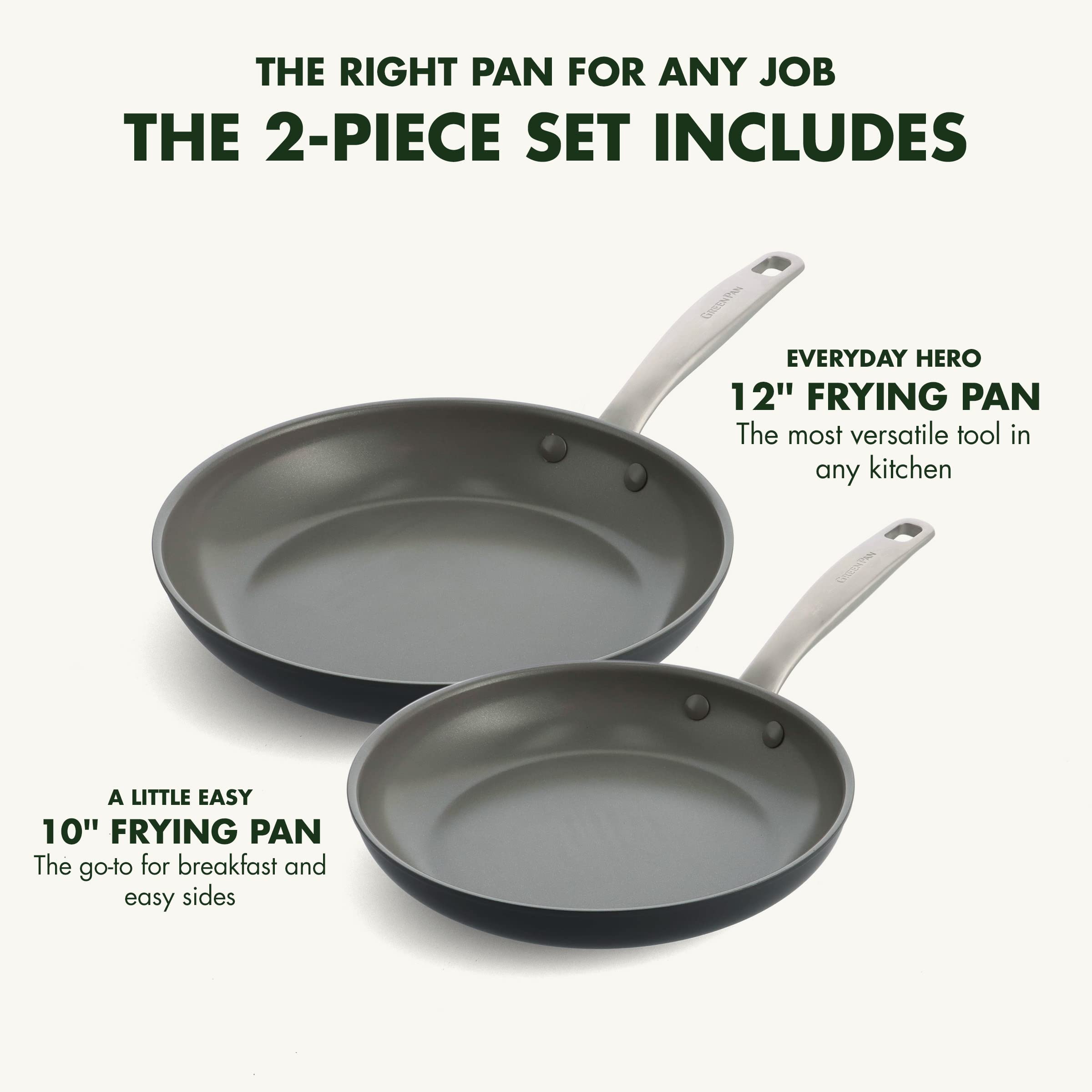 GreenPan Chatham Hard Anodized Ceramic Nonstick 10" and 12" Frying Pan Set