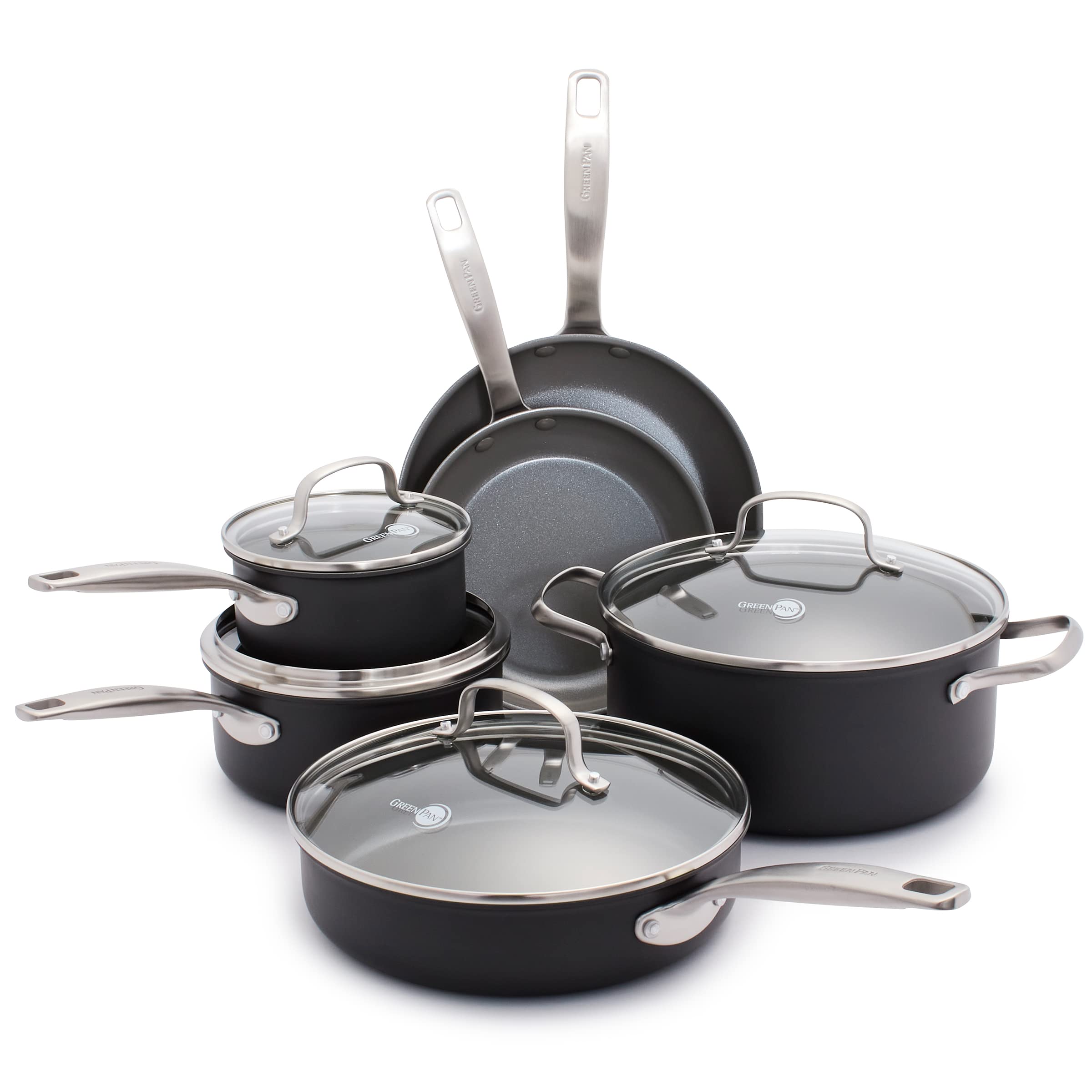GreenPan Chatham Hard Anodized Healthy Ceramic Nonstick 10-Piece Cookware Set