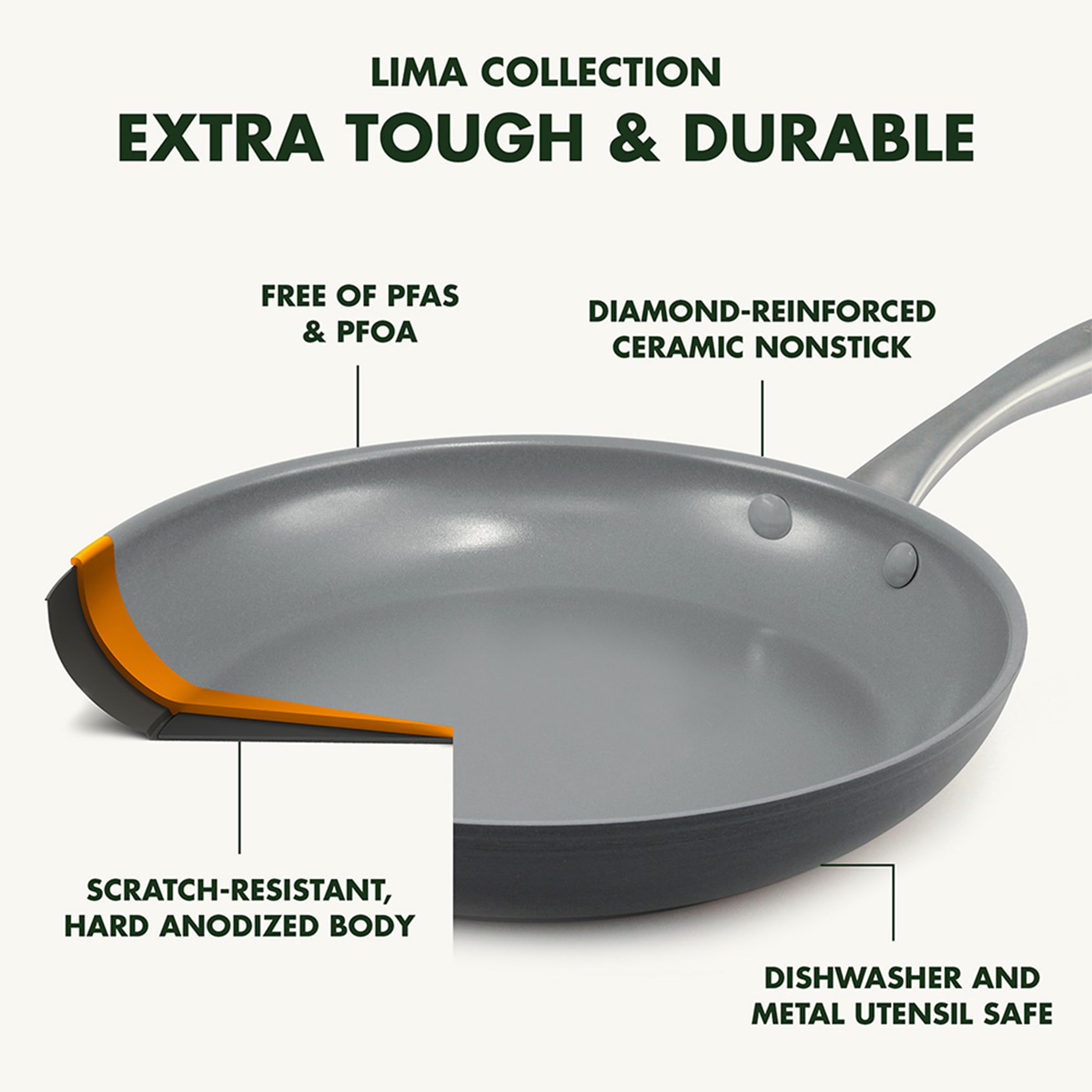GreenPan Lima 12.5-Inch Hard Anodized Wok Pan with Helper Handle - Ceramic Nonstick