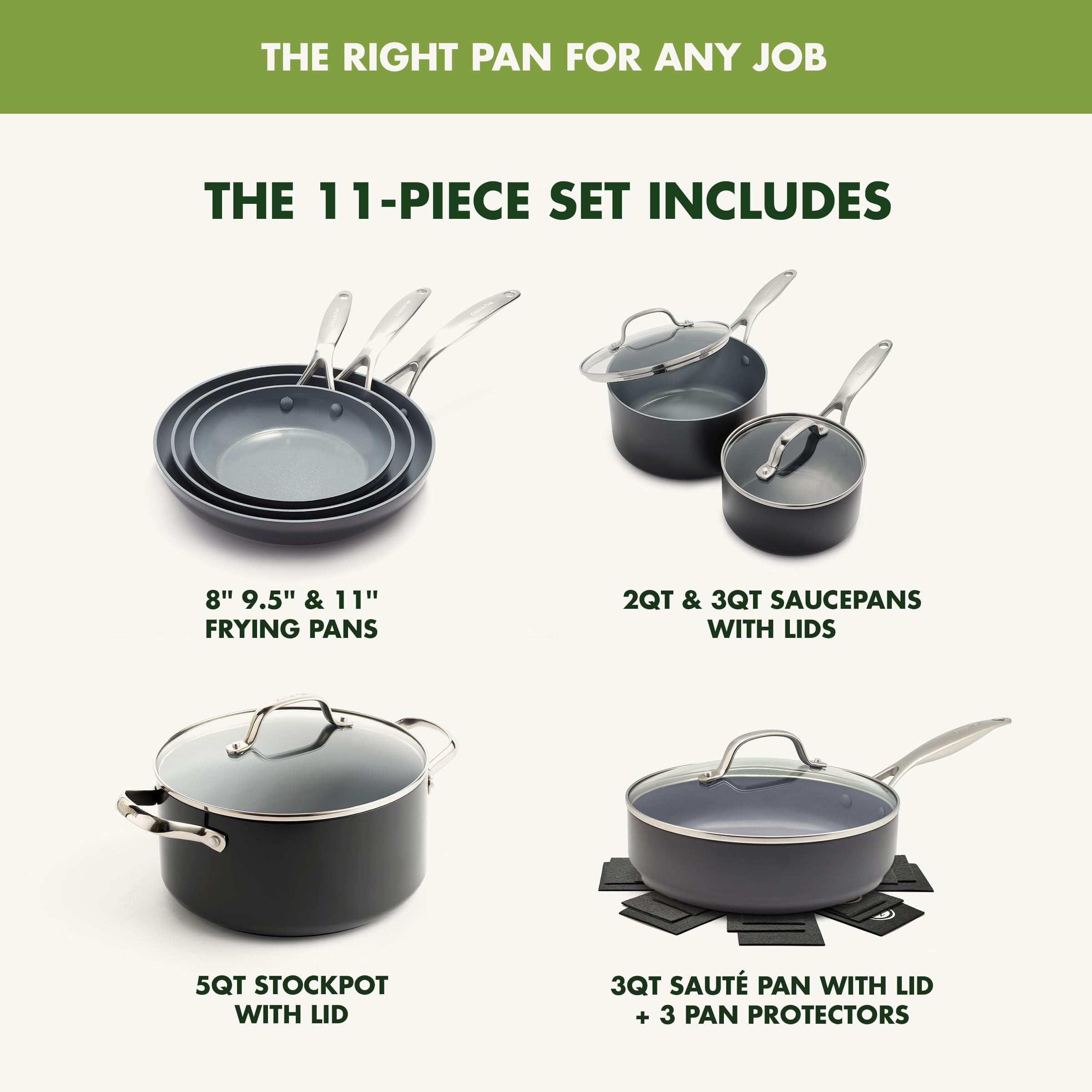 GreenPan Valencia Pro Ceramic Nonstick 11-Piece Cookware Set