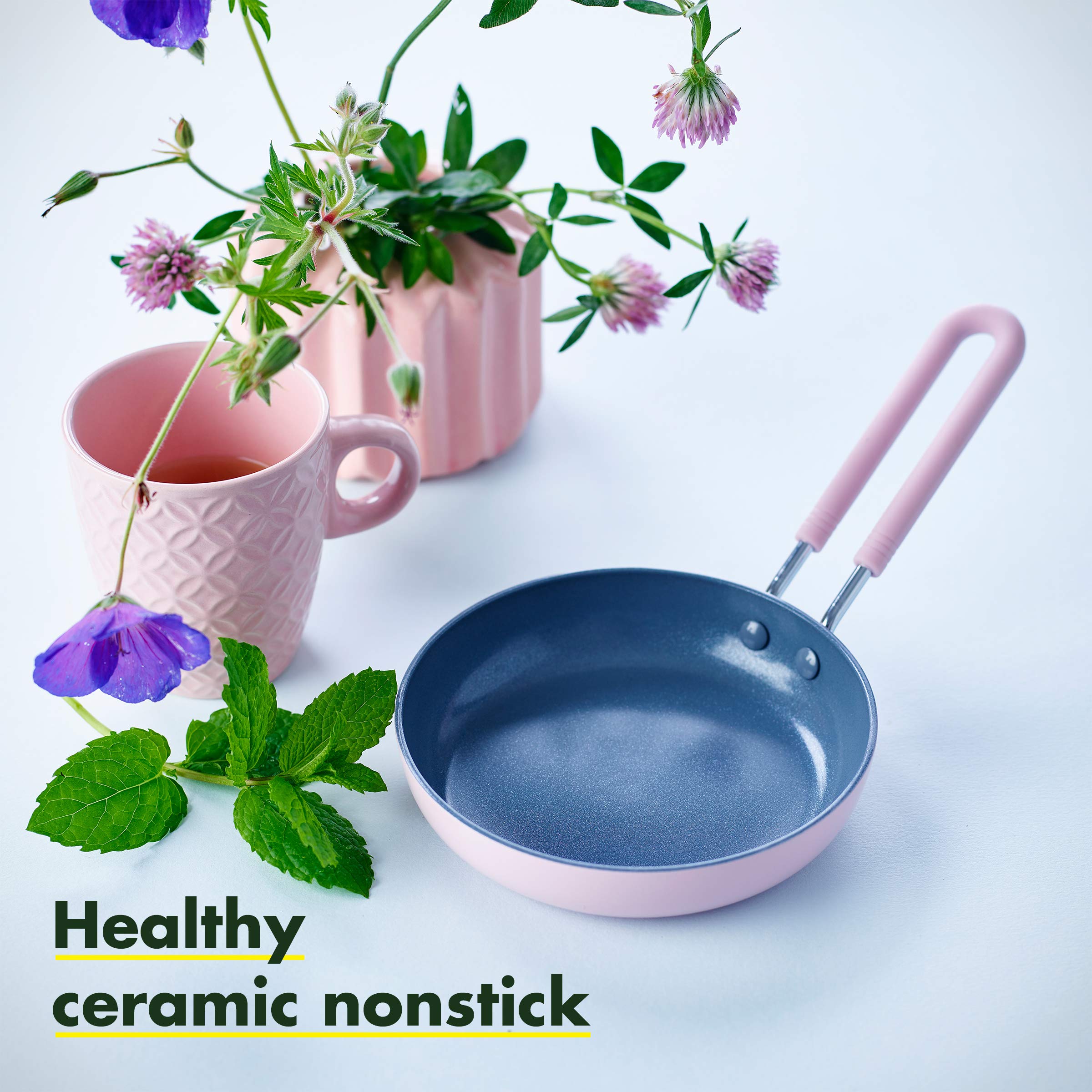 GreenPan Mini Healthy Ceramic Nonstick 5" Egg Pan — PFAS-Free, Stay-Cool Handle, Pink