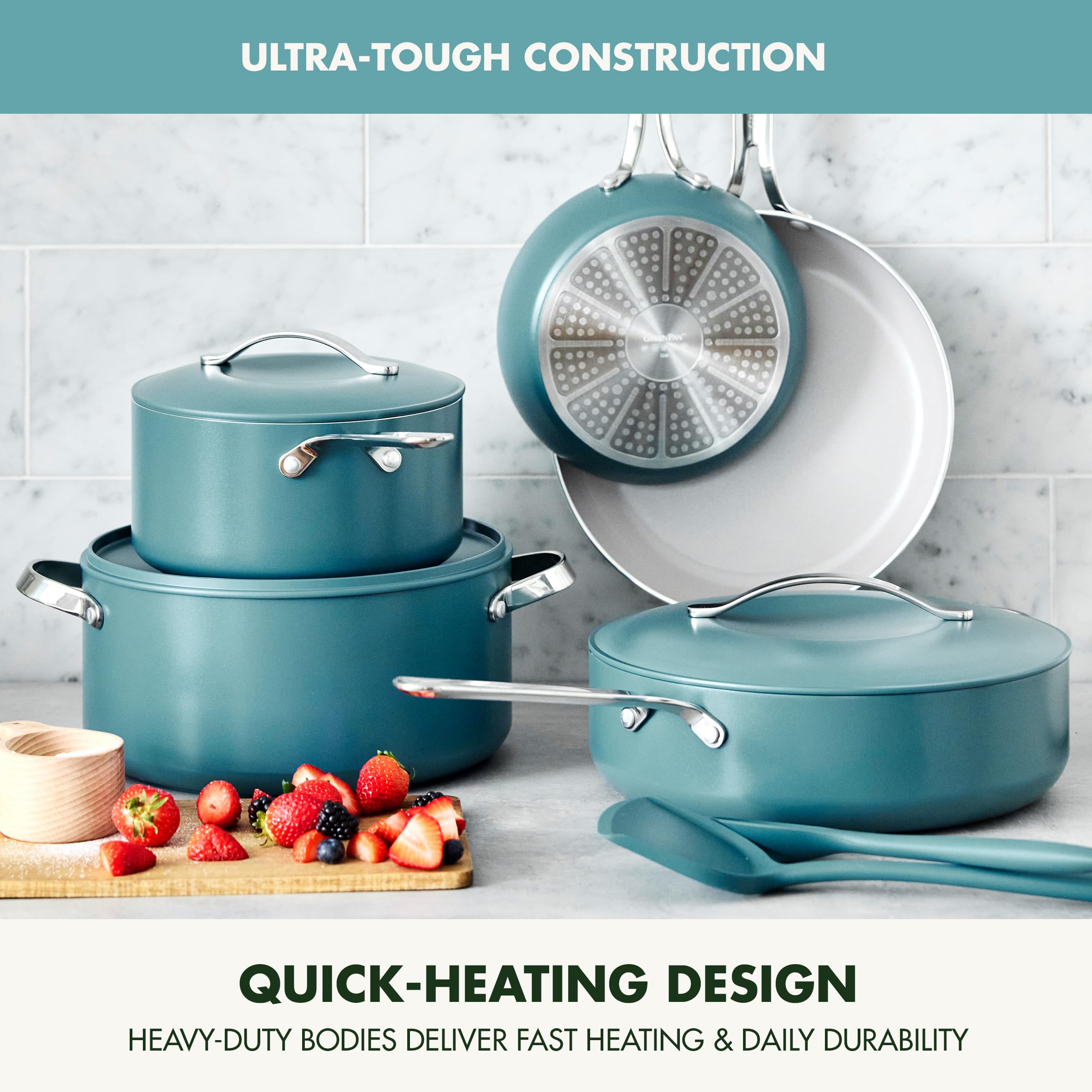 GreenPan Nova 10-Piece Cookware Set – PFAS-Free Ceramic Nonstick, Deep Teal