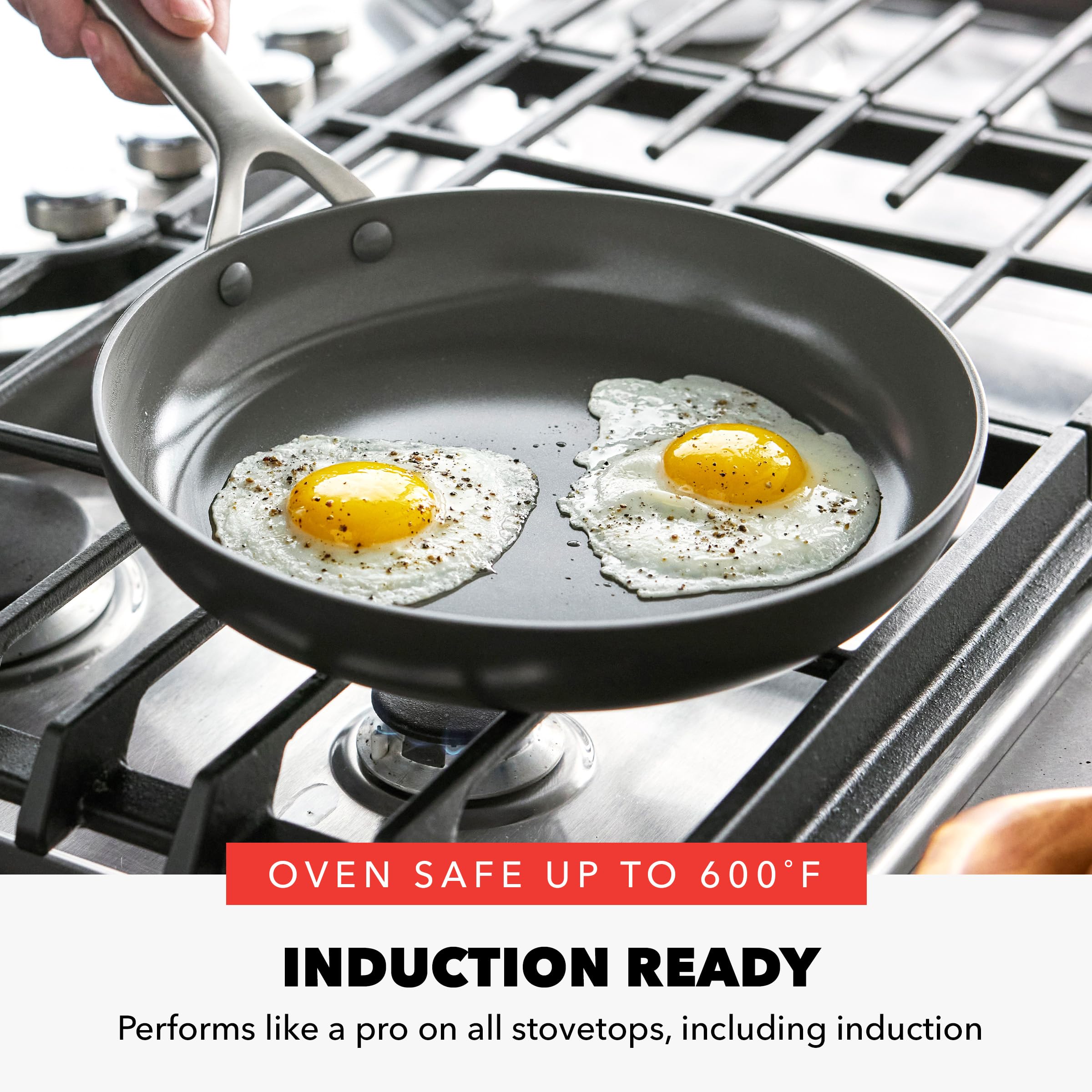 GreenPan x Bobby Flay Hard Anodized Nonstick 10-Piece Cookware Set – PFAS-Free, Induction Suitable, Black