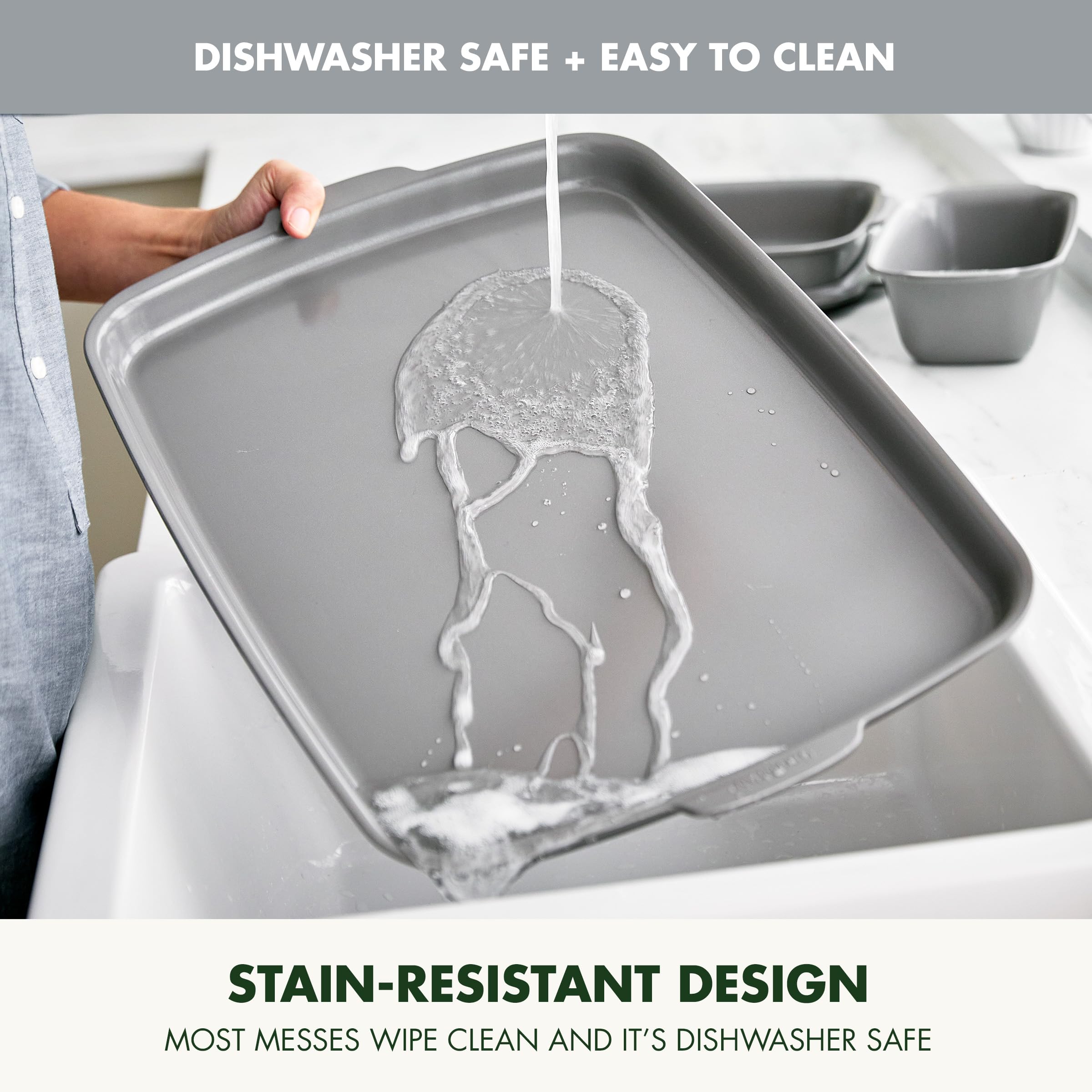 GreenPan Premiere Ovenware 4-Piece Ceramic Nonstick Bakeware Set — Gray