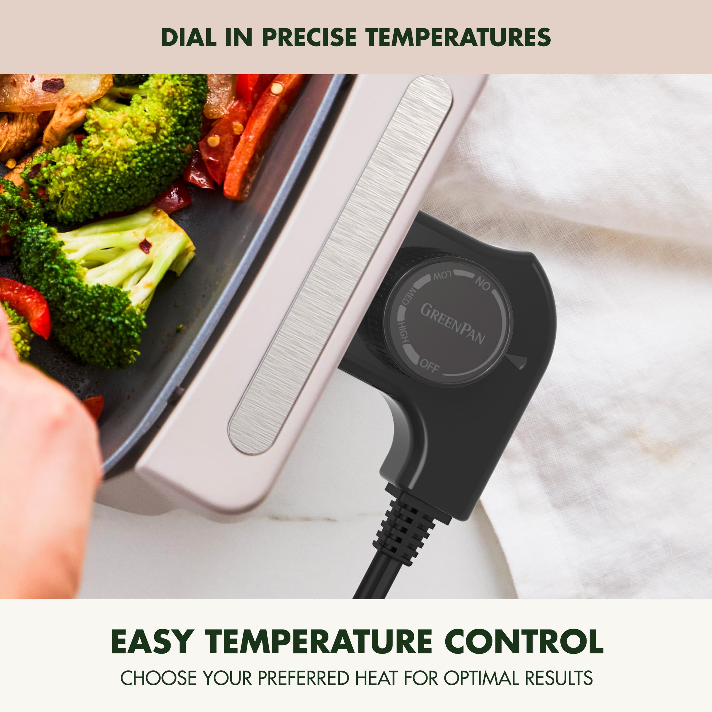 GreenPan Advanced 12 in x 15 in Electric Skillet with Lid – 7QT – Clay