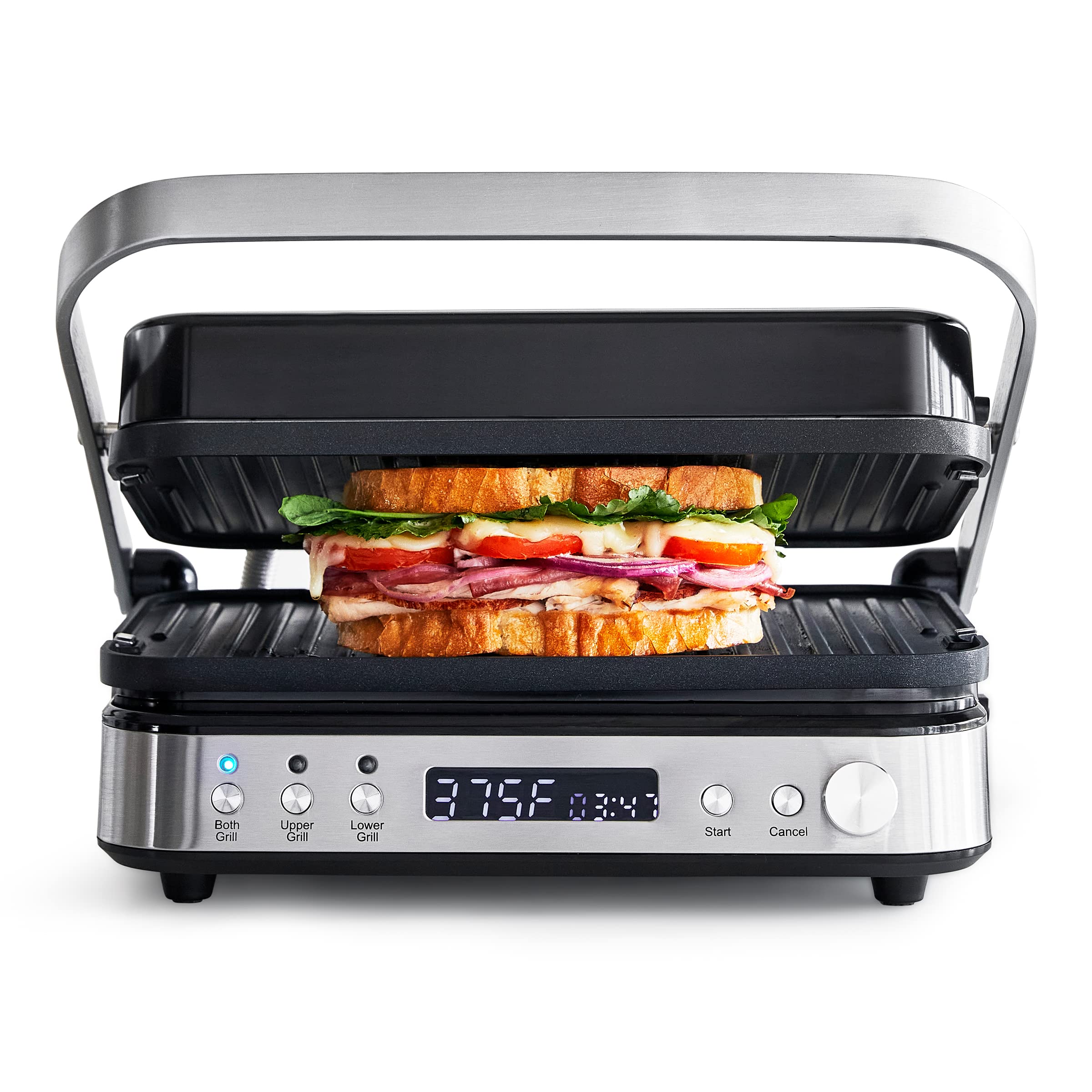 GreenPan Electric Indoor Stainless Steel 6-in-1 Contact Grill and Griddle
