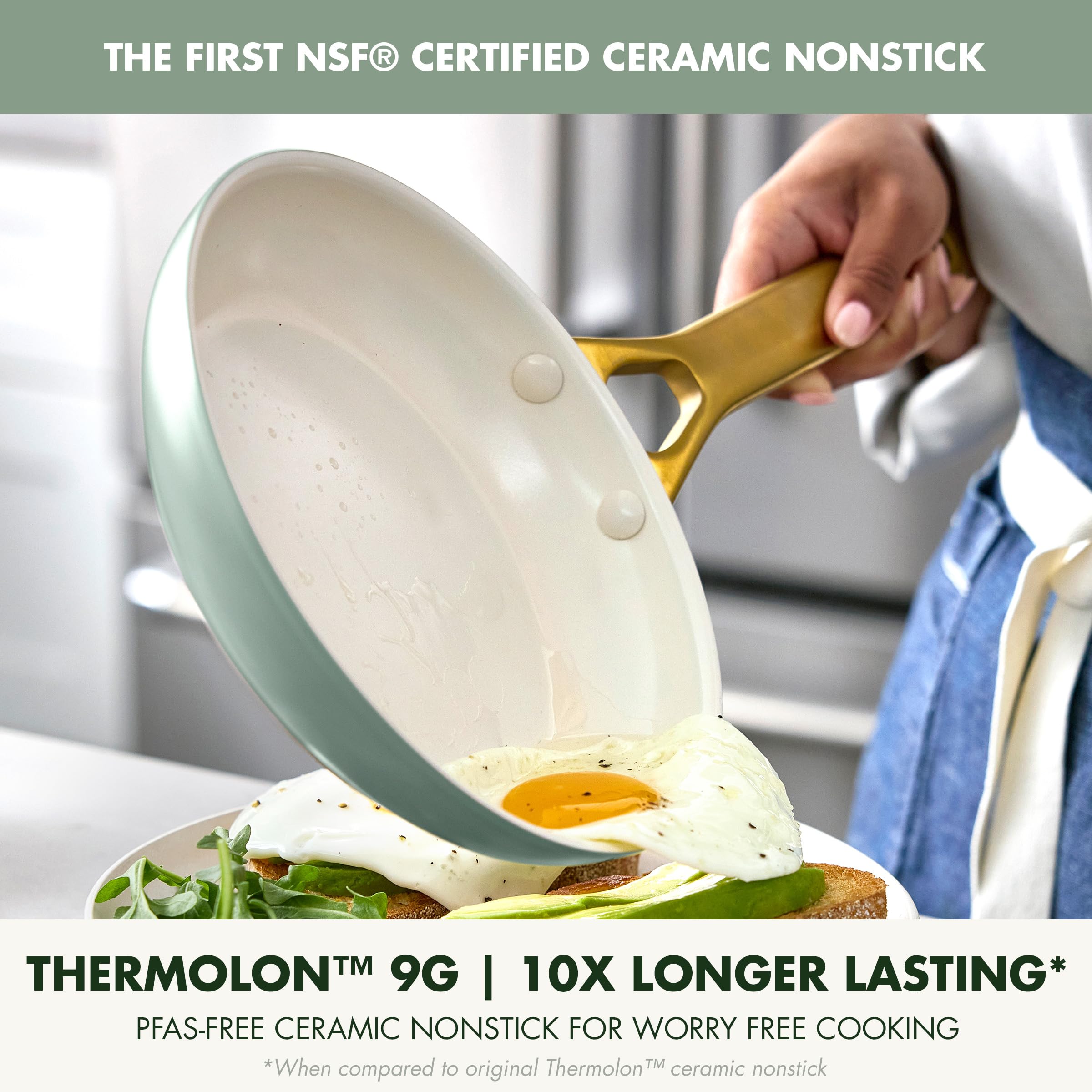 GreenPan Reserve Pro Nonstick Frying Pan Set – 10" & 12", Hard Anodized, PFAS-Free, Stainless Steel Handles, Moss Green