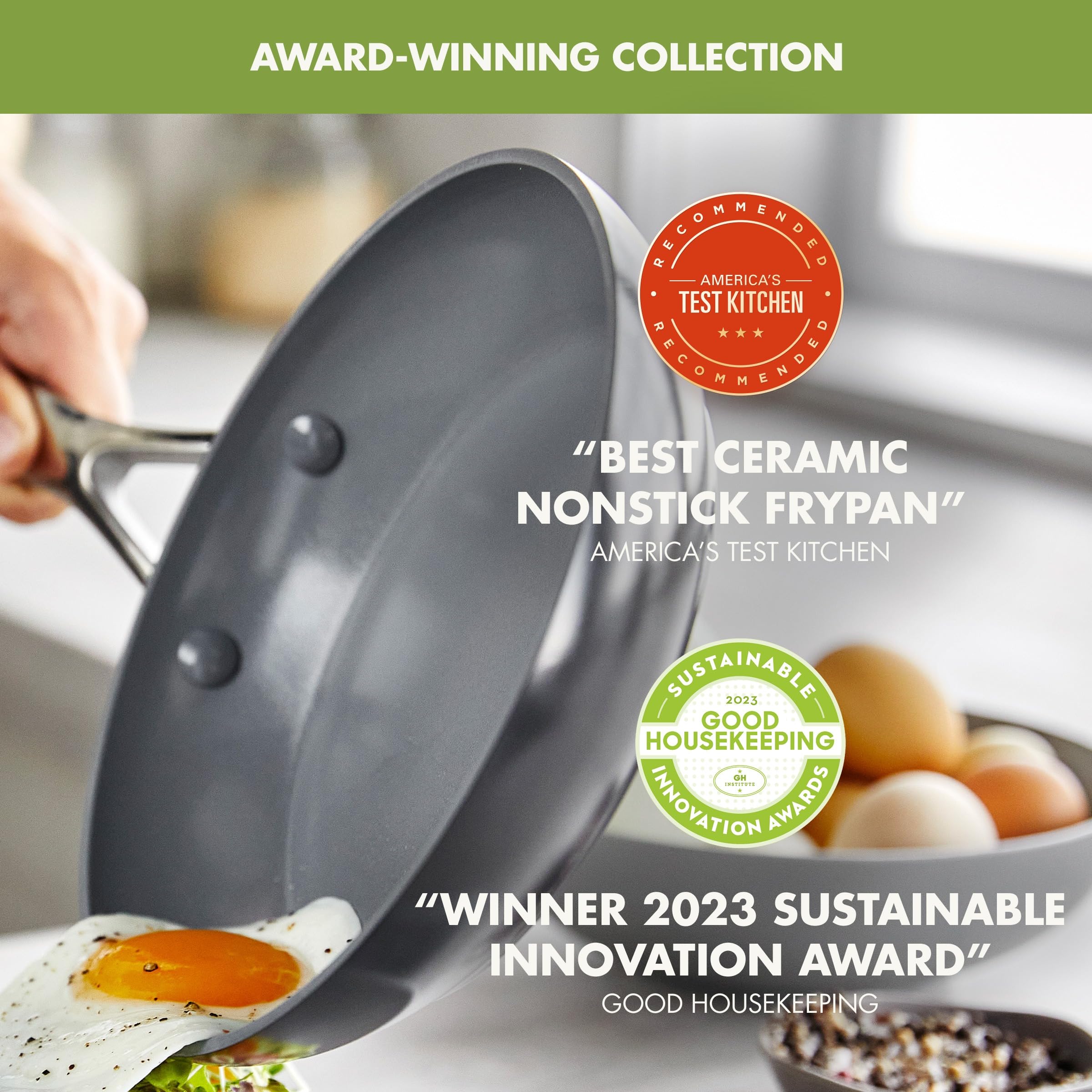 GreenPan Valencia Pro Ceramic Nonstick 18" x 11" Double Burner Griddle Pan — Hard Anodized, PFAS-Free, Induction Ready, Oven Safe to 600°F, Gray