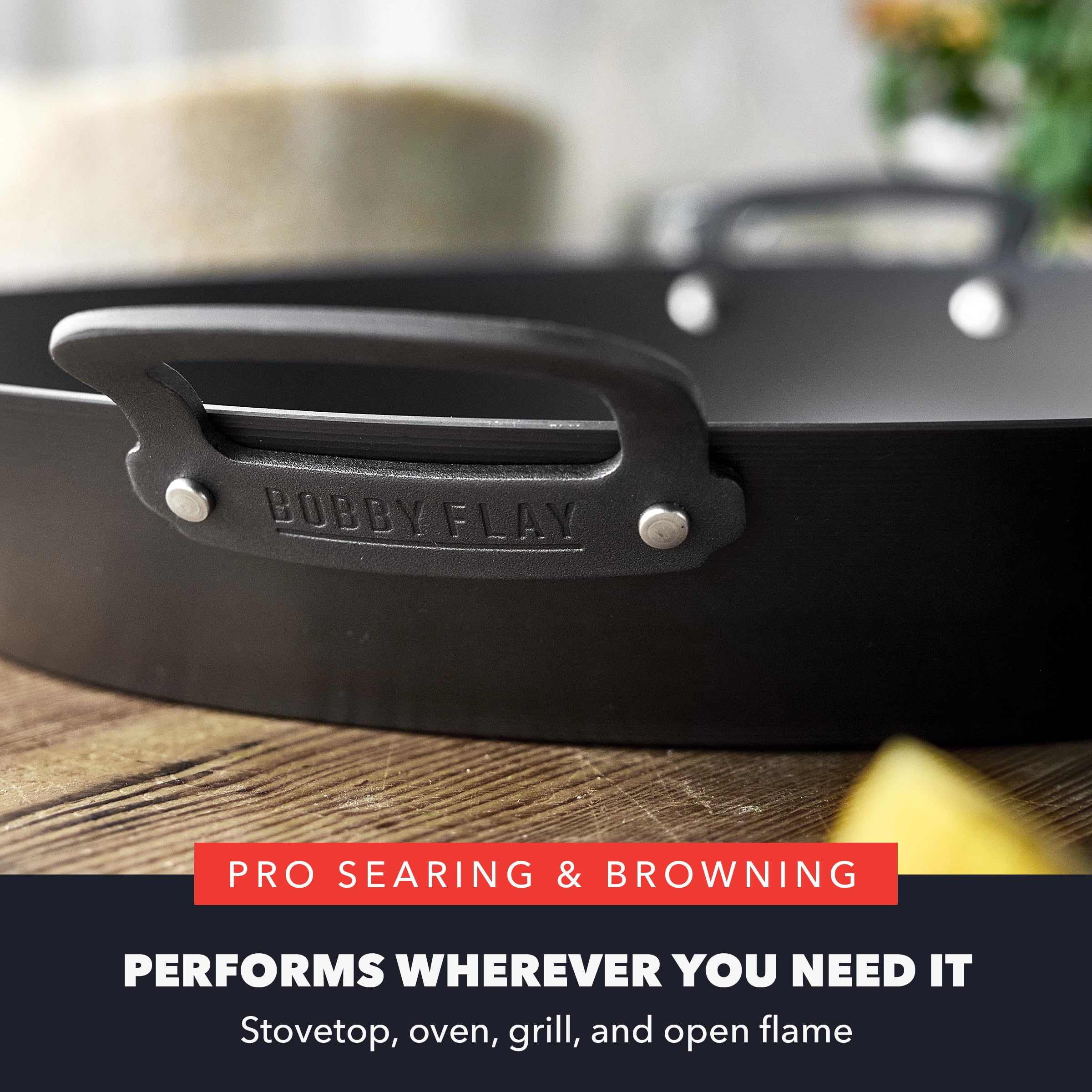 GreenPan x Bobby Flay 15" Carbon Steel Paella Pan, Pre-Seasoned