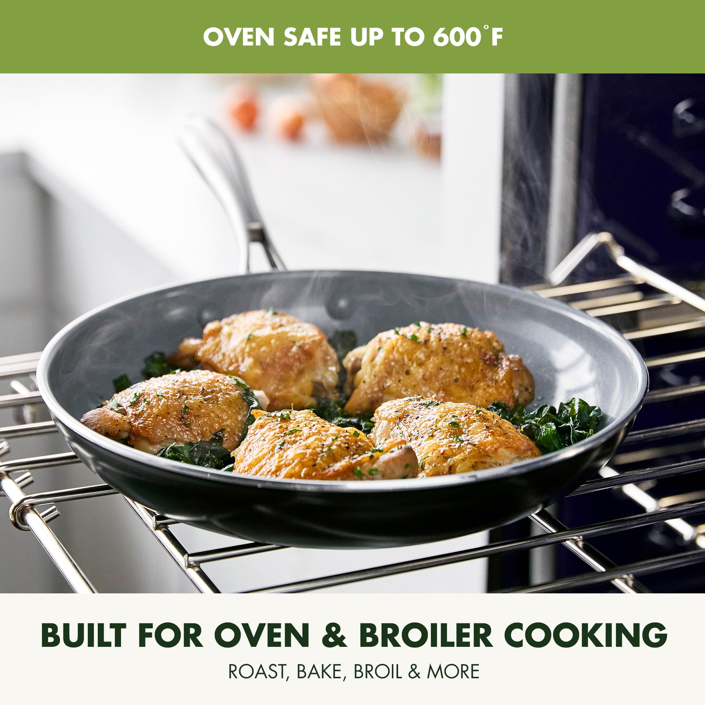 GreenPan Swift Ceramic Nonstick 8" & 10" Frying Pan Set – PFAS-Free, Stainless Steel Handles, Oven Safe to 600°F