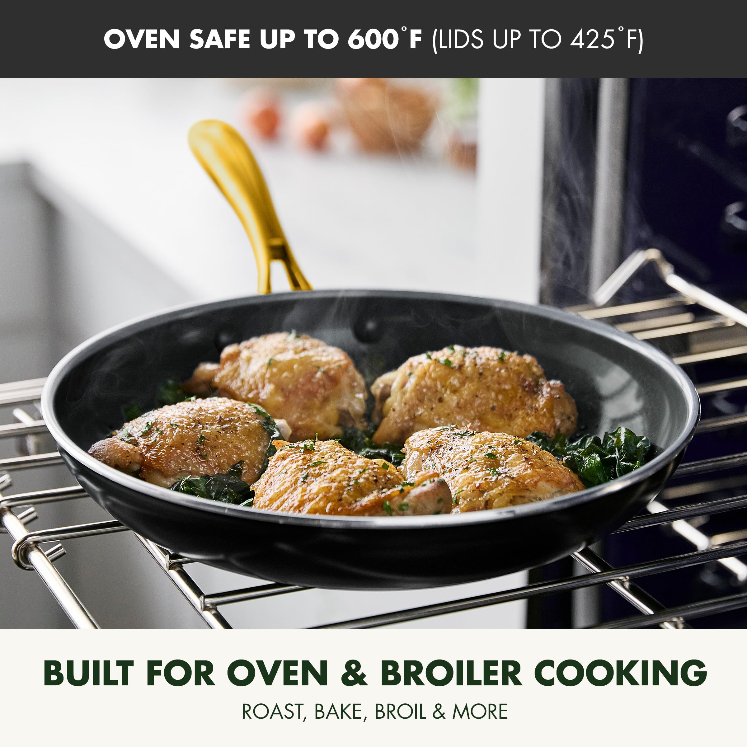 GreenPan Swift 12-Piece Nonstick Ceramic Cookware Set — Black & Gold
