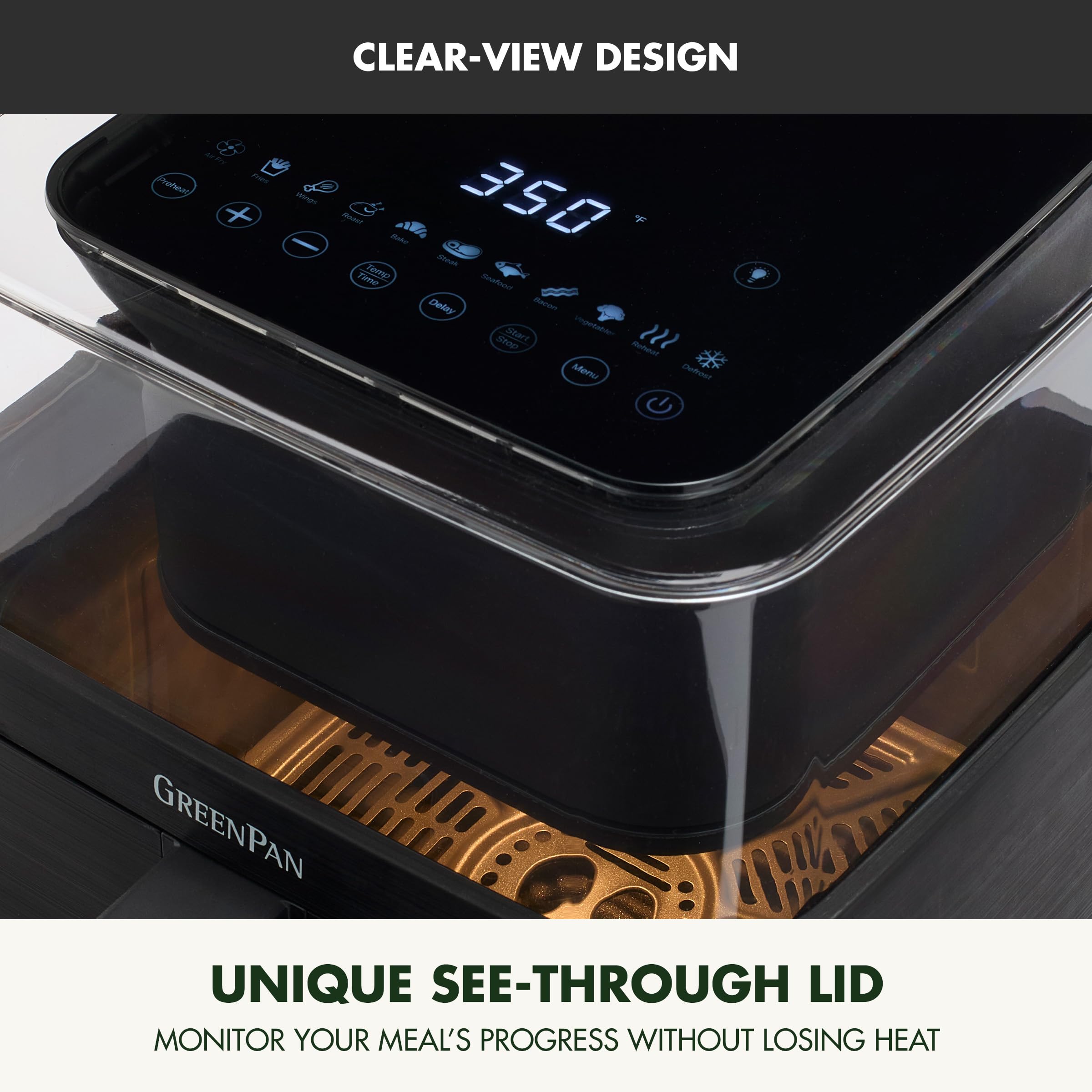 GreenPan Clearview Extra Large 7QT Air Fryer with 360° Clear Window and 13 Presets