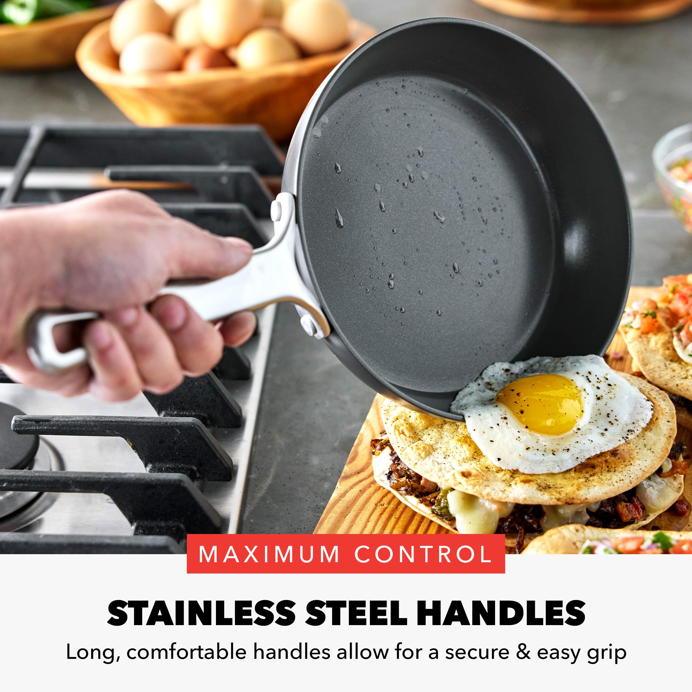 GreenPan x Bobby Flay Hard Anodized Nonstick 10-Piece Cookware Set – PFAS-Free, Induction Suitable, Black