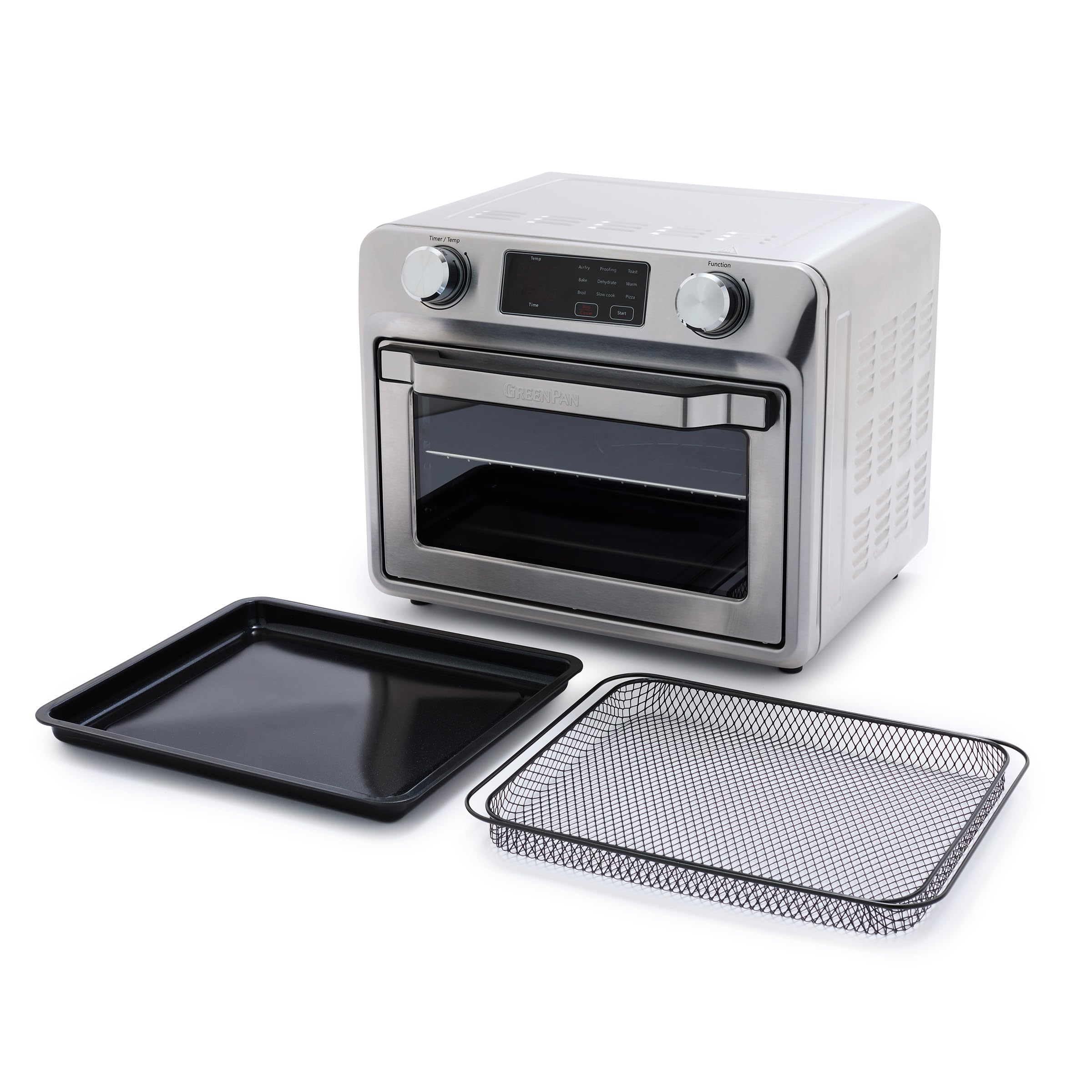 GreenPan Bistro Noir 9-in-1 Air Fry Oven with Stainless Steel Rack, Baking Pan, and Basket