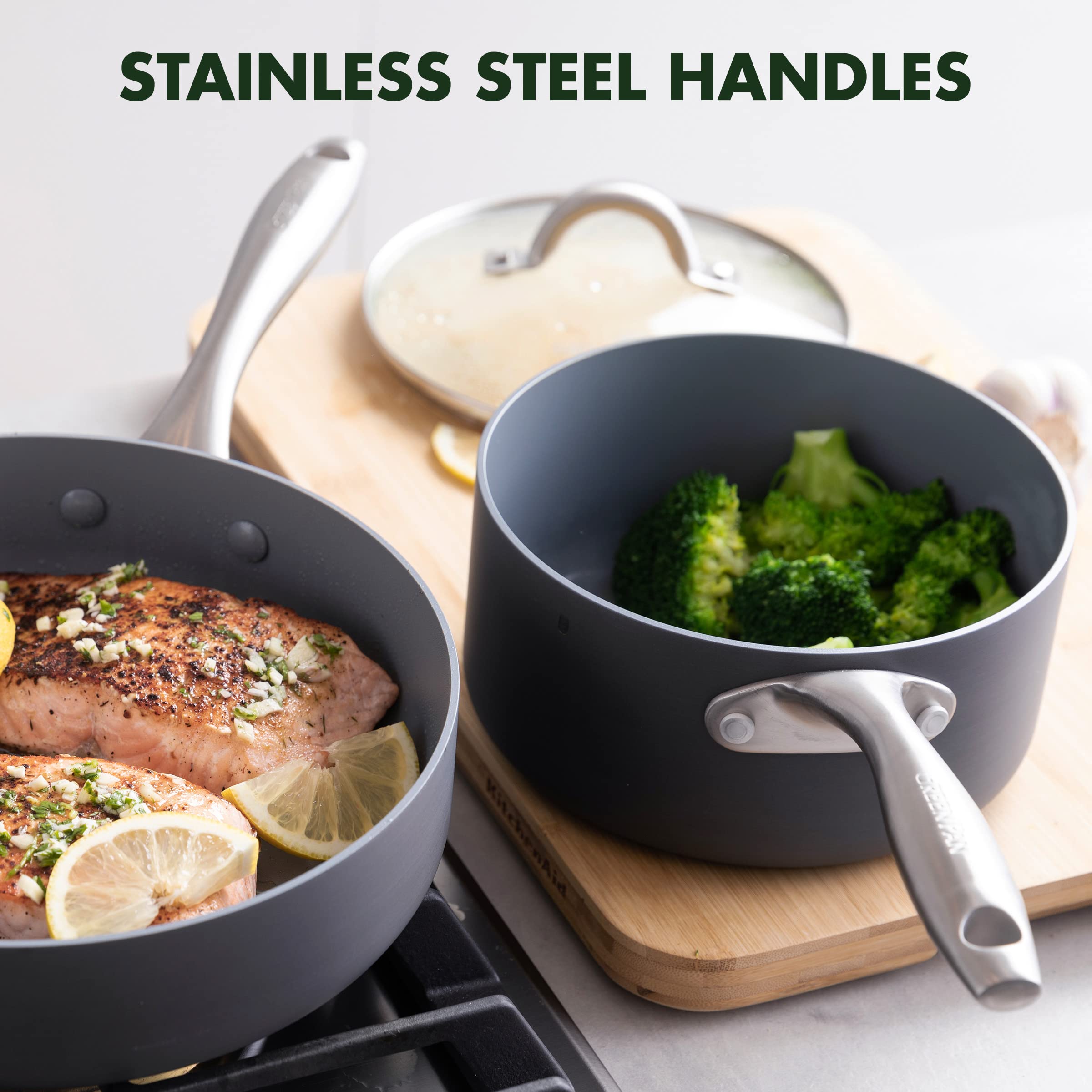 GreenPan Lima Hard Anodized 12-Piece Ceramic Nonstick Cookware Set, PFAS-Free, Gray
