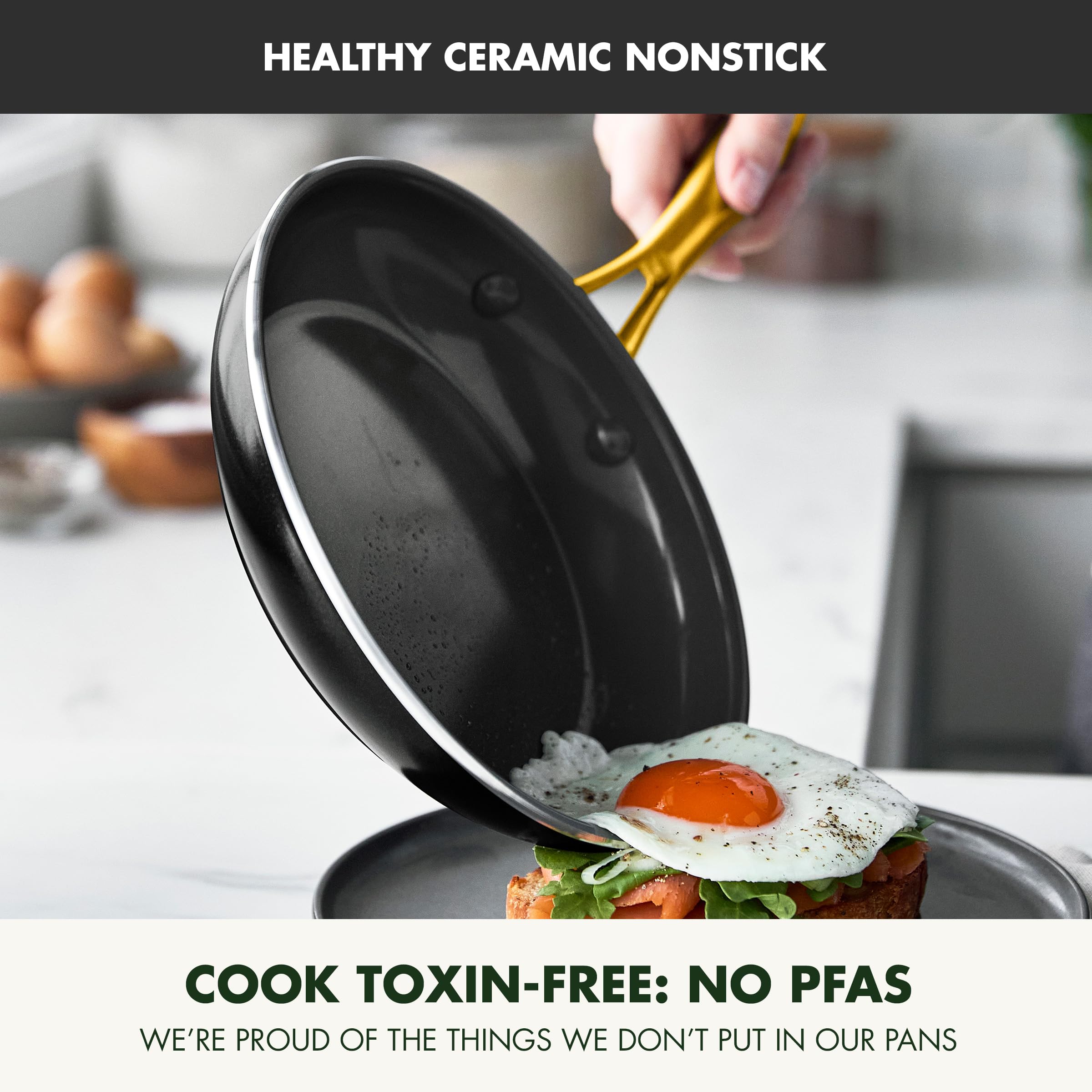 GreenPan Swift 12-Piece Nonstick Ceramic Cookware Set — Black & Gold