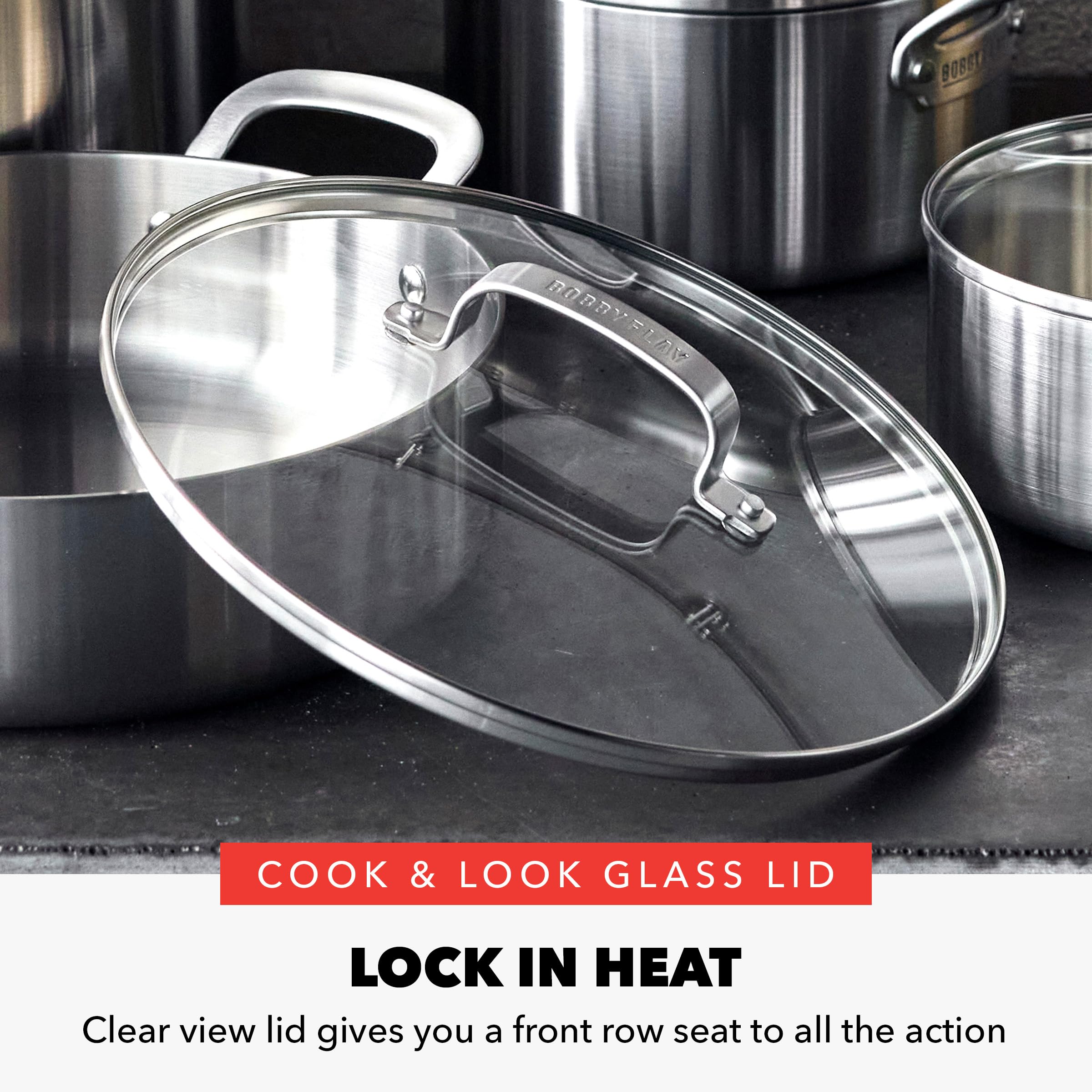 GreenPan x Bobby Flay 10-Piece Stainless Steel Cookware Set, Tri-Ply Multiclad, Induction