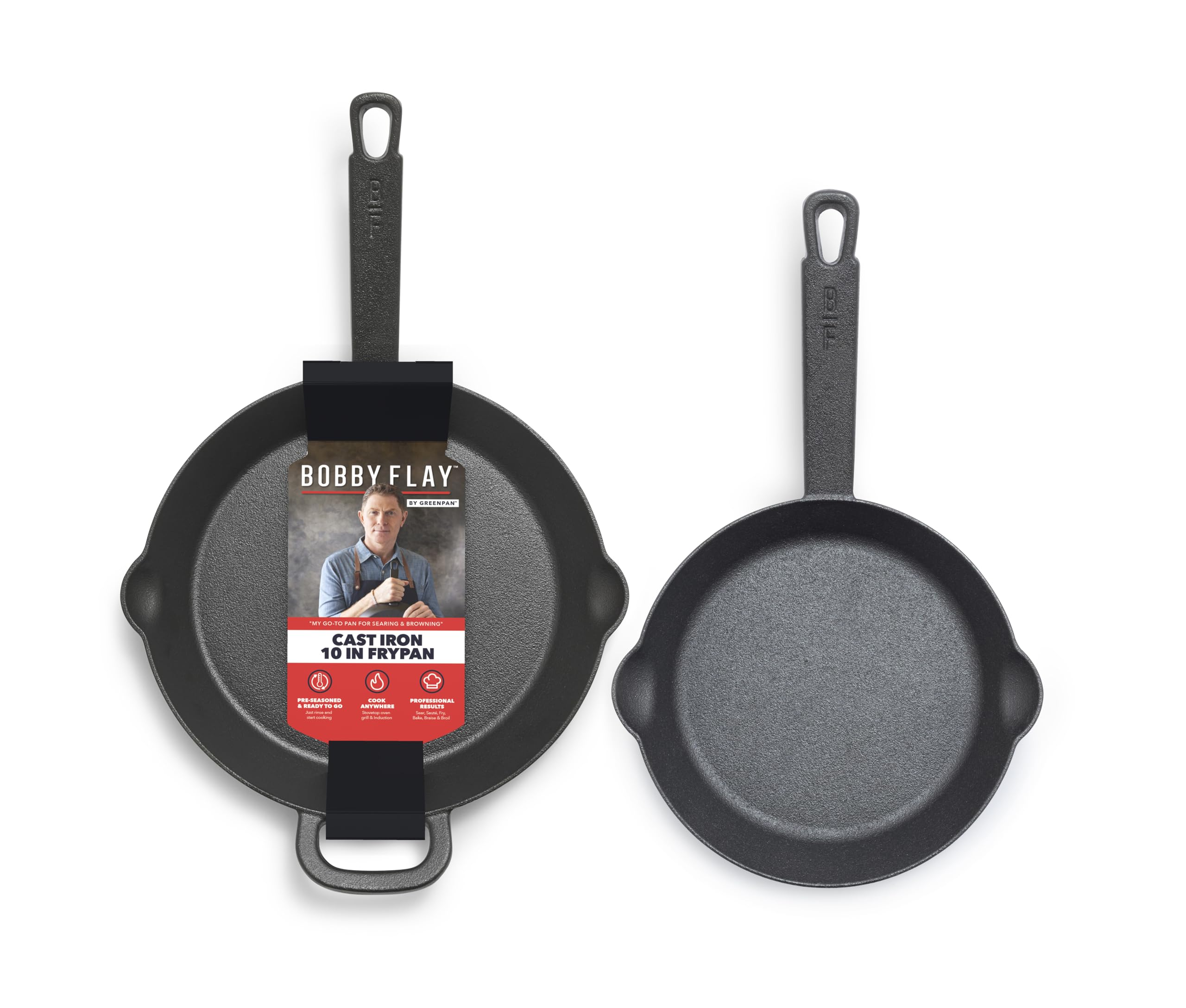 GreenPan x Bobby Flay Cast Iron Skillet Set – 8-Inch & 10-Inch