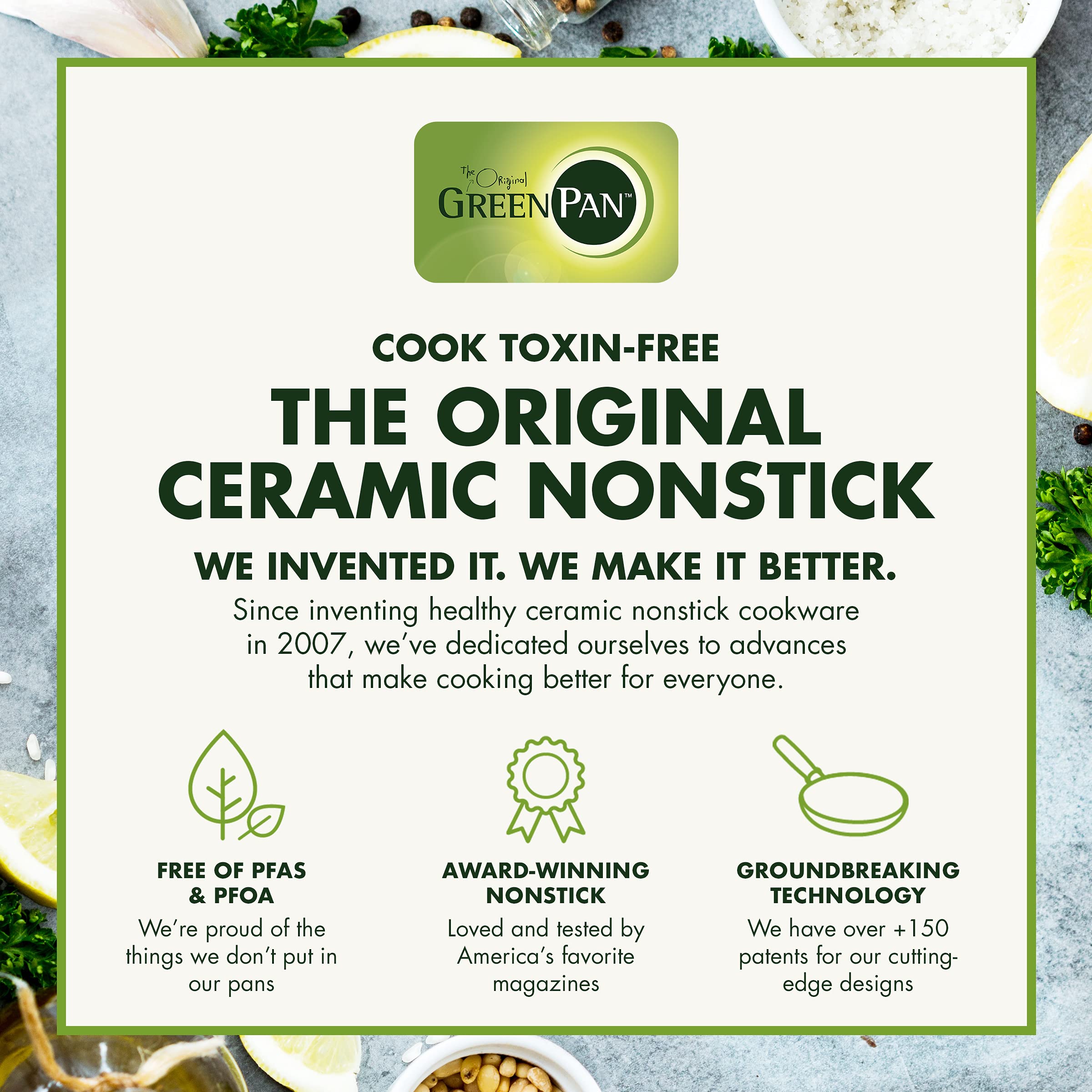 GreenPan Rio Healthy Ceramic Nonstick 12" Frying Pan — PFAS-Free, Dishwasher Safe, Diamond-Reinforced