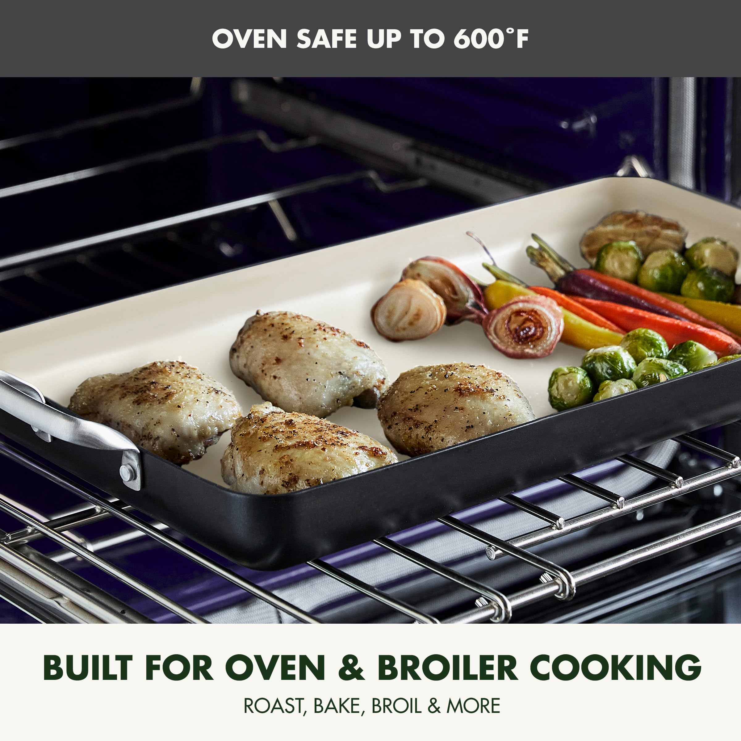 GreenPan Rio 18" x 11" Double Burner Griddle Pan - Hard Anodized Ceramic Nonstick