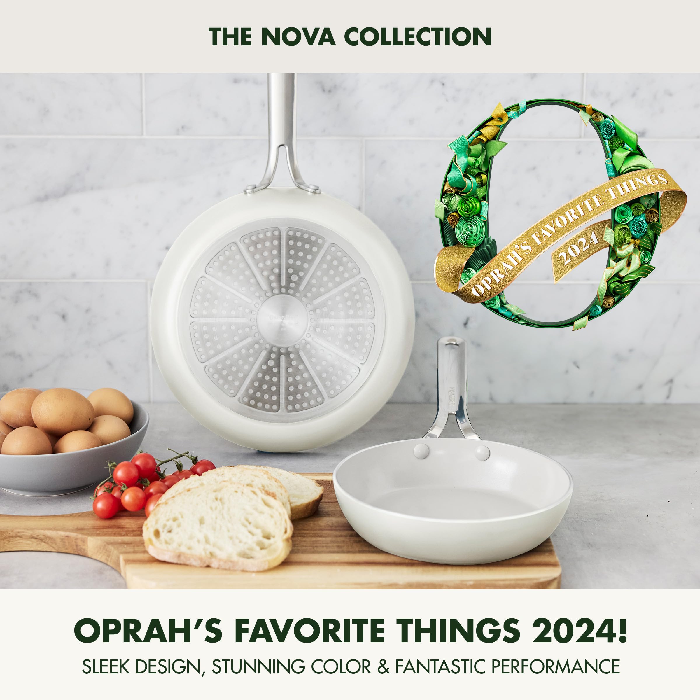 GreenPan Nova 2-Piece Frypan Set (8 in + 10 in) – Cream White