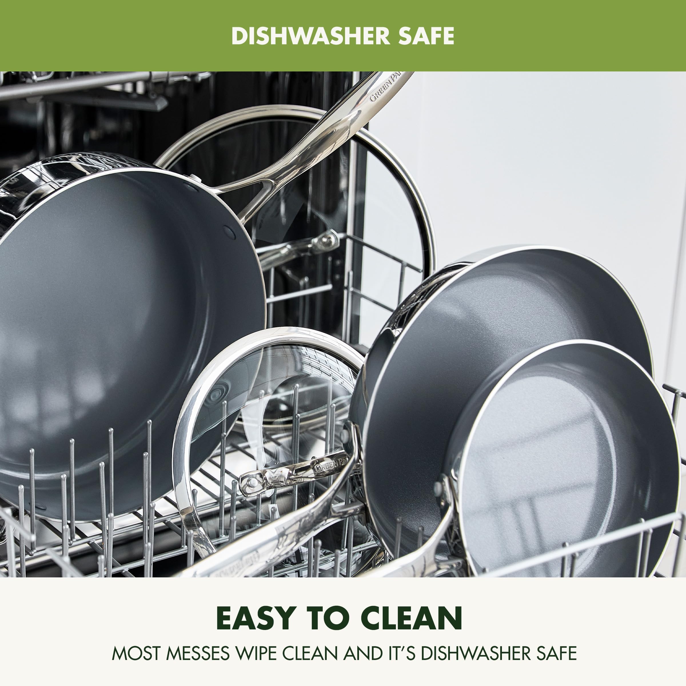 GreenPan Valencia Pro Tri-Ply Stainless Steel 10-Piece Cookware Set – PFAS-Free Ceramic Nonstick, Induction Ready, Oven Safe to 600°F
