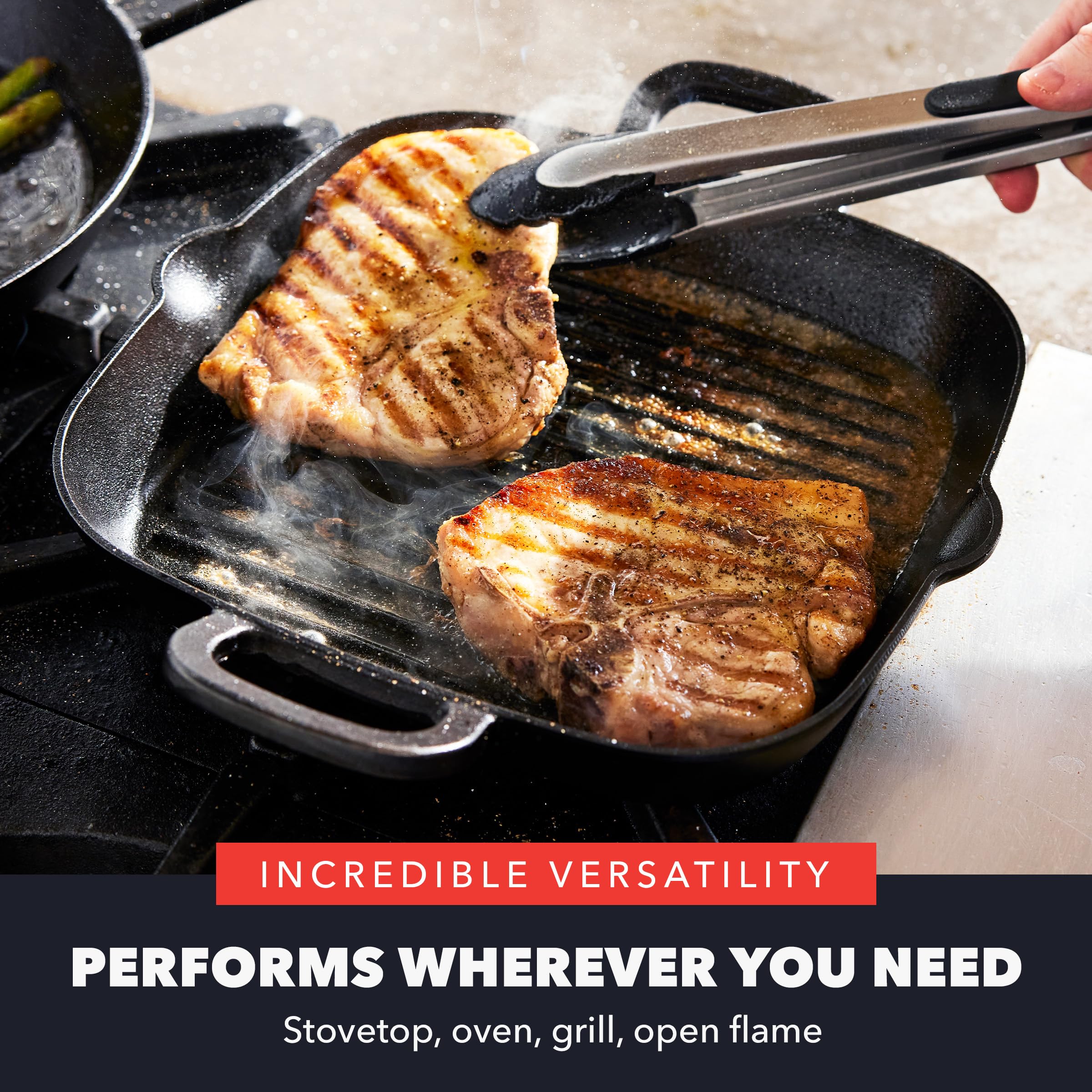 GreenPan x Bobby Flay Cast Iron 11-Inch Square Grill Pan