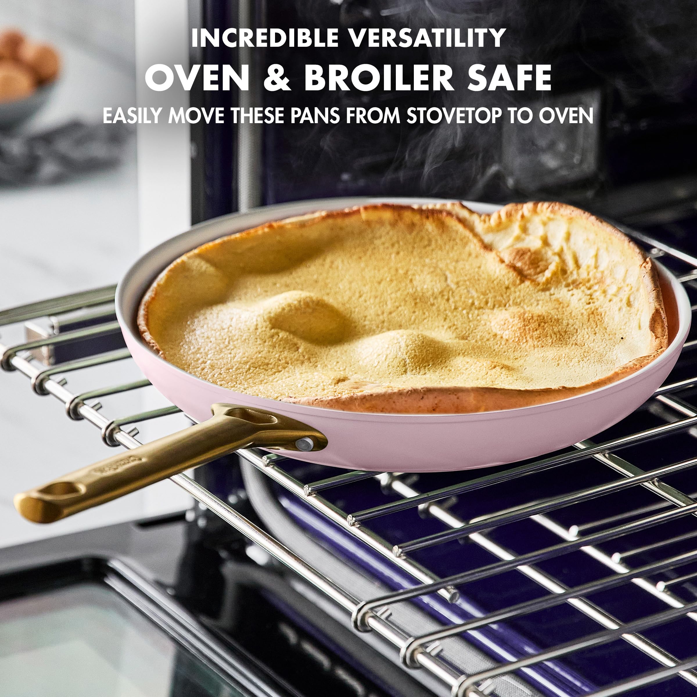 GreenPan Reserve Hard Anodized Ceramic Nonstick Frying Pan Set, 20cm and 26cm, Blush Pink