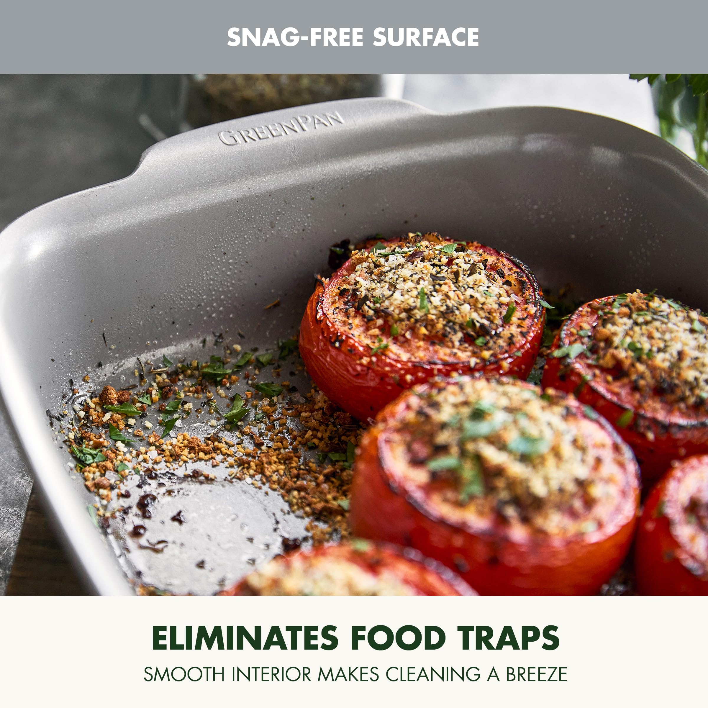GreenPan Premiere Ovenware 8" Square Cake Baking Pan – Ceramic Nonstick Cast Aluminum, Gray