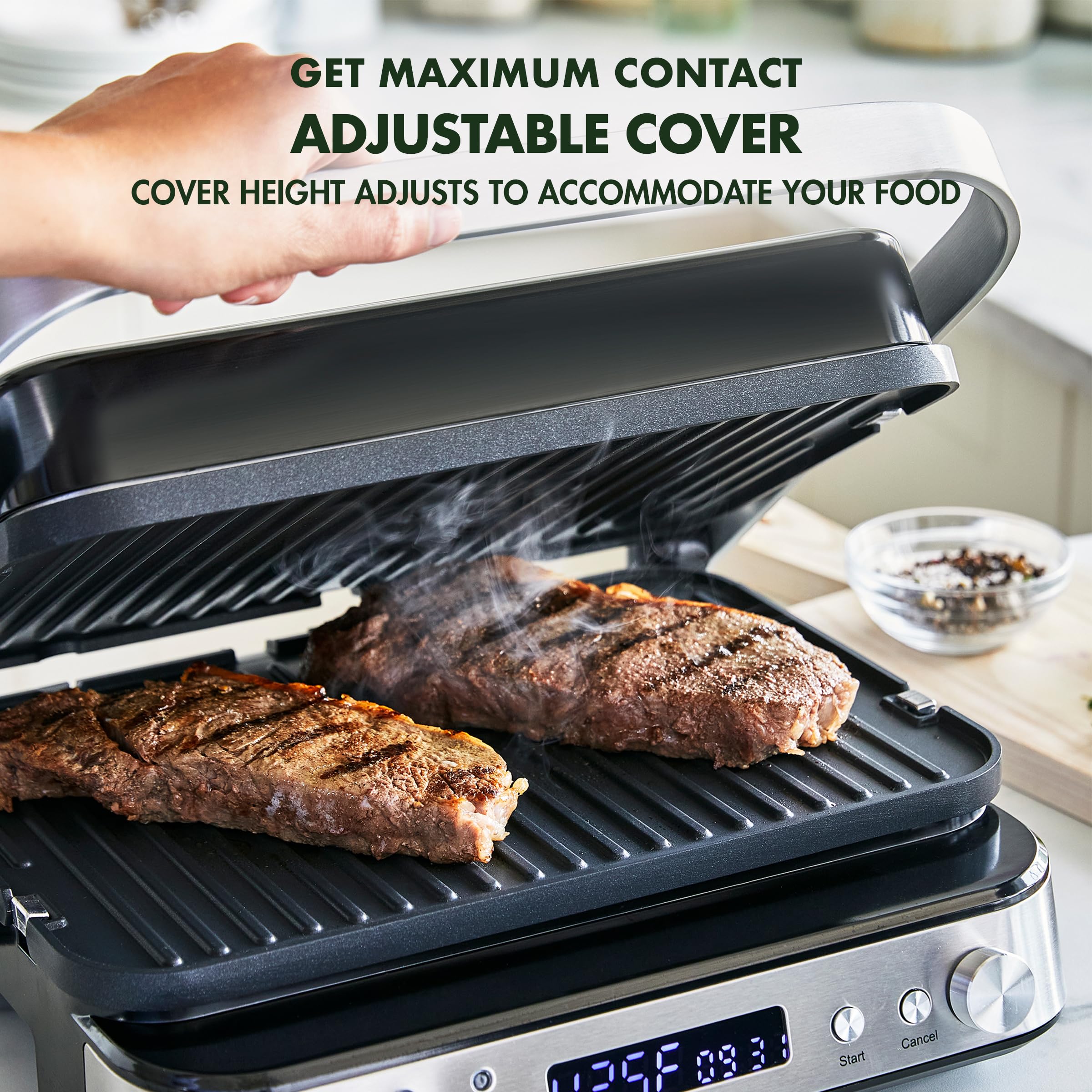 GreenPan Electric Indoor Stainless Steel 6-in-1 Contact Grill and Griddle