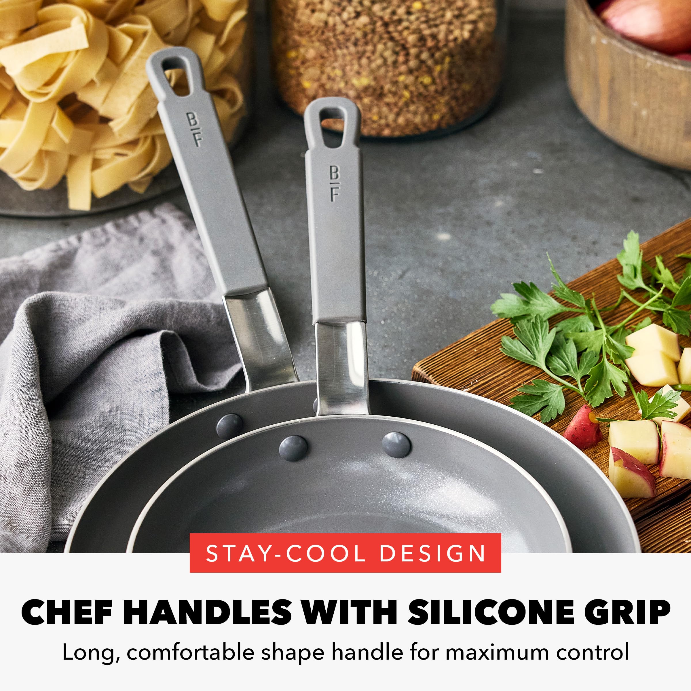 GreenPan x Bobby Flay Stainless Steel 12-Piece Tri-Ply Cookware Set with PFAS-Free Nonstick Frypans