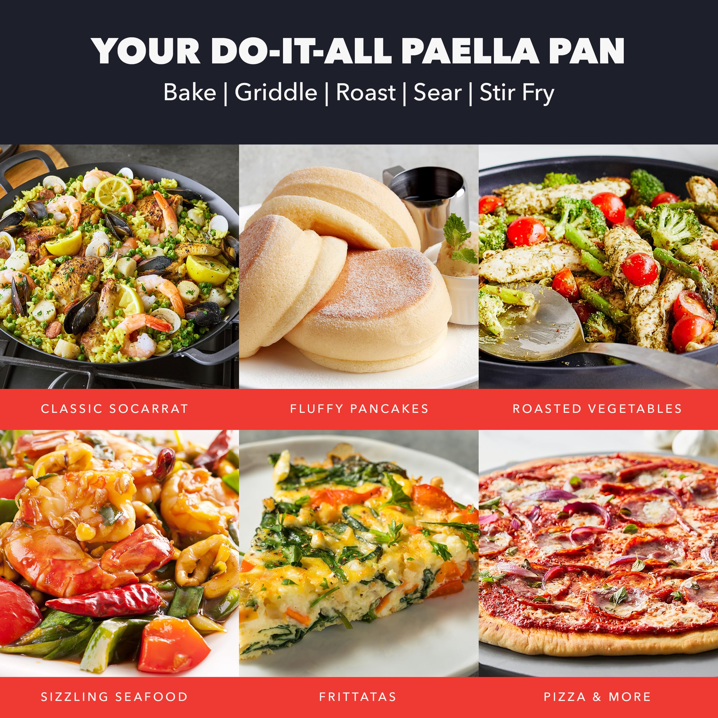 GreenPan x Bobby Flay 15" Carbon Steel Paella Pan, Pre-Seasoned