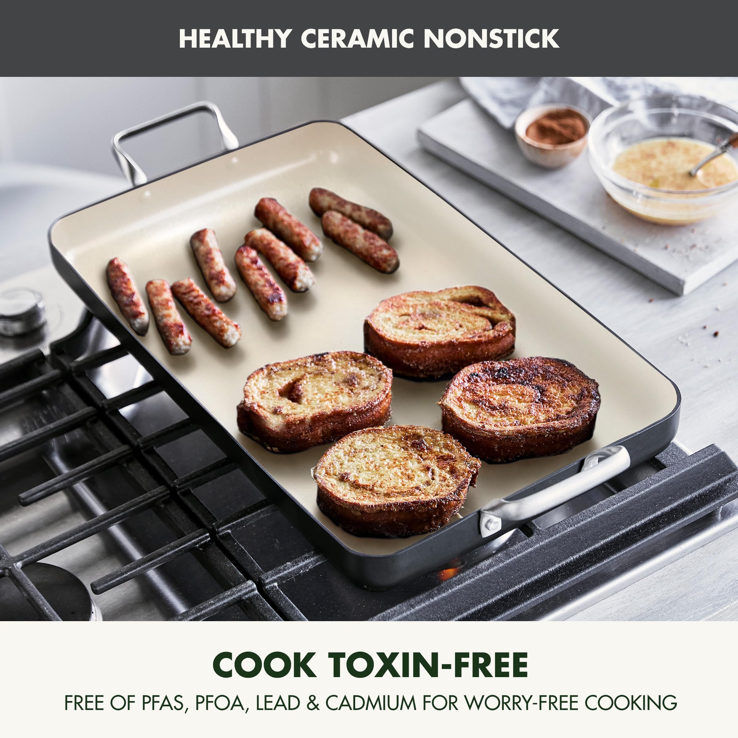 GreenPan Rio 18" x 11" Double Burner Griddle Pan - Hard Anodized Ceramic Nonstick