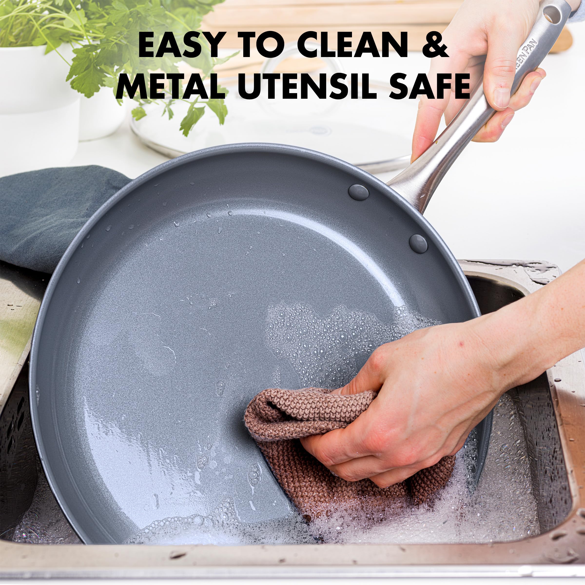 GreenPan Lima Hard Anodized 1-Quart and 2-Quart Saucepan Set, PFAS-Free, Gray