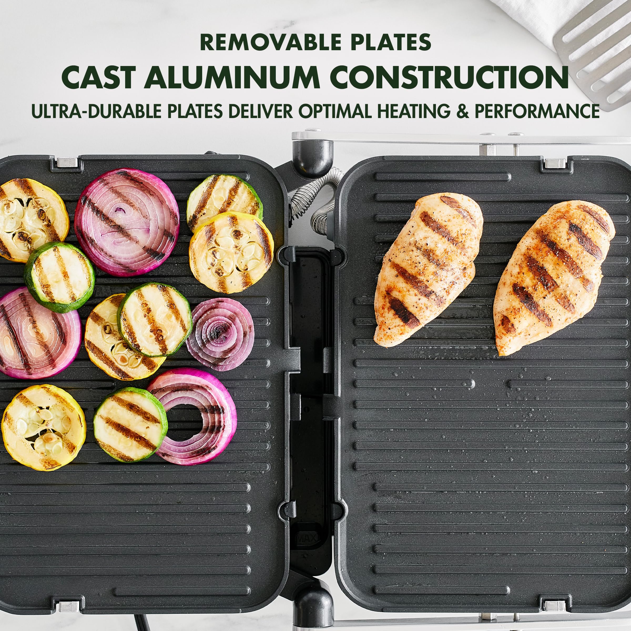 GreenPan Electric Indoor Stainless Steel 6-in-1 Contact Grill and Griddle