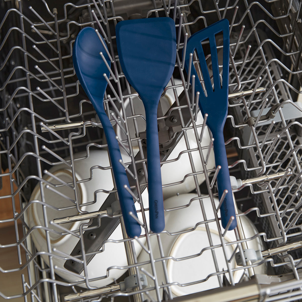 Platinum Silicone Slotted Spoon | Navy