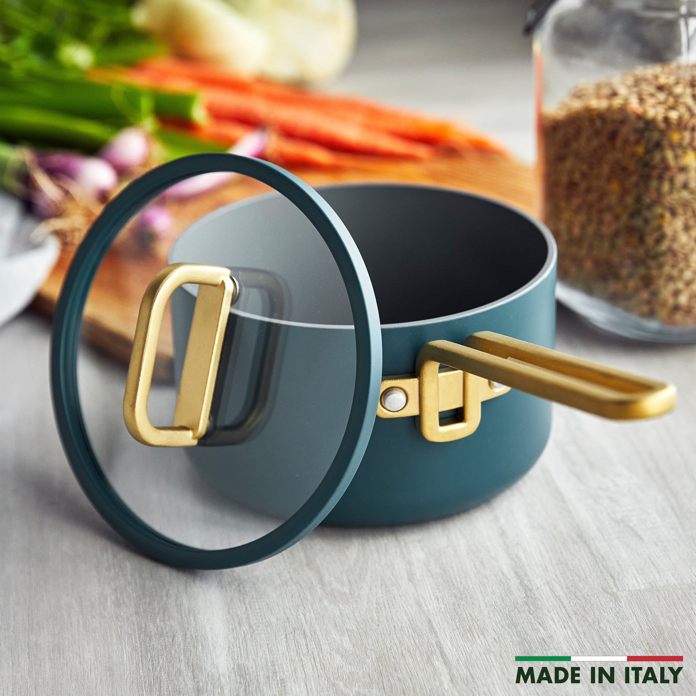 GreenPan Stanley Tucci™ Ceramic Nonstick 2-Quart Saucepan with Lid | Venetian Teal