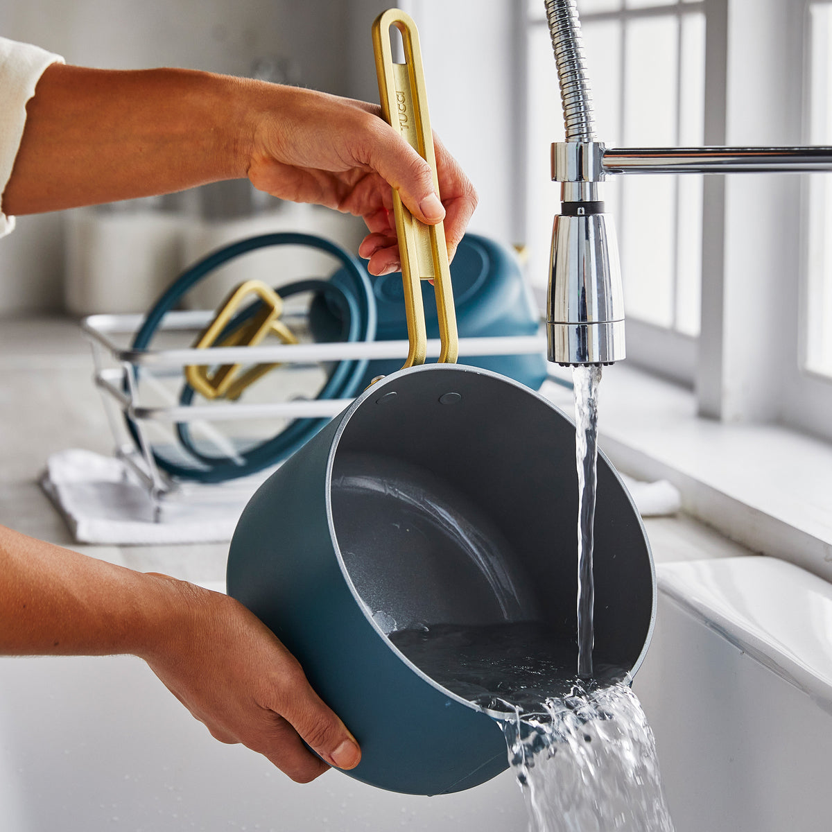 GreenPan Stanley Tucci™ Ceramic Nonstick 2-Quart Saucepan with Lid | Venetian Teal