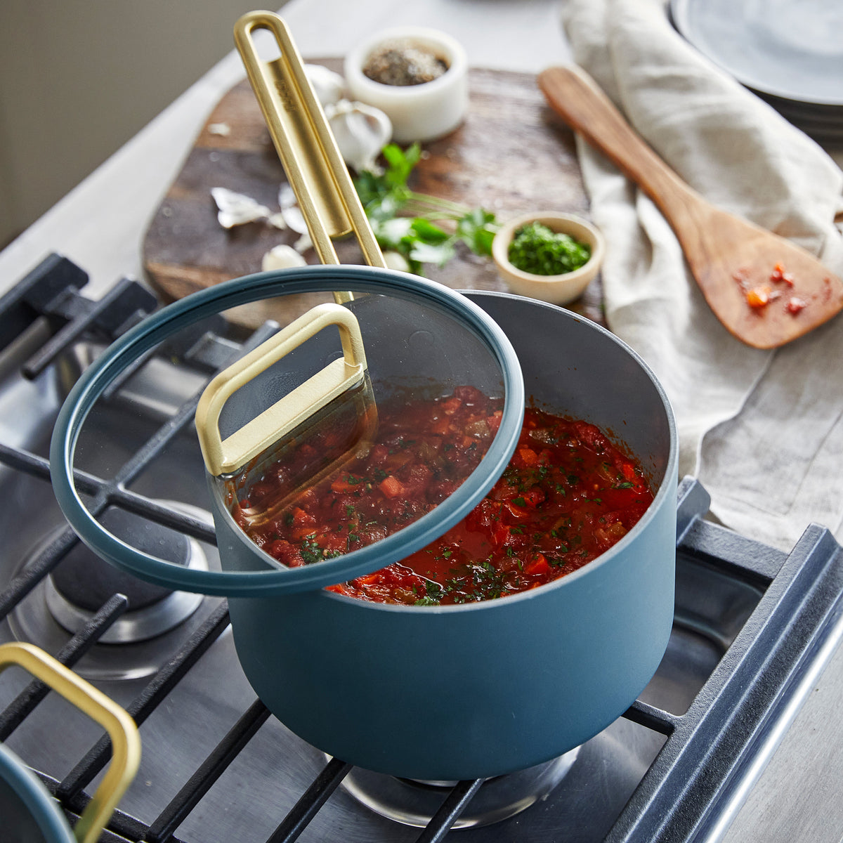 GreenPan Stanley Tucci™ Ceramic Nonstick 4-Piece Saucepan Set | Venetian Teal