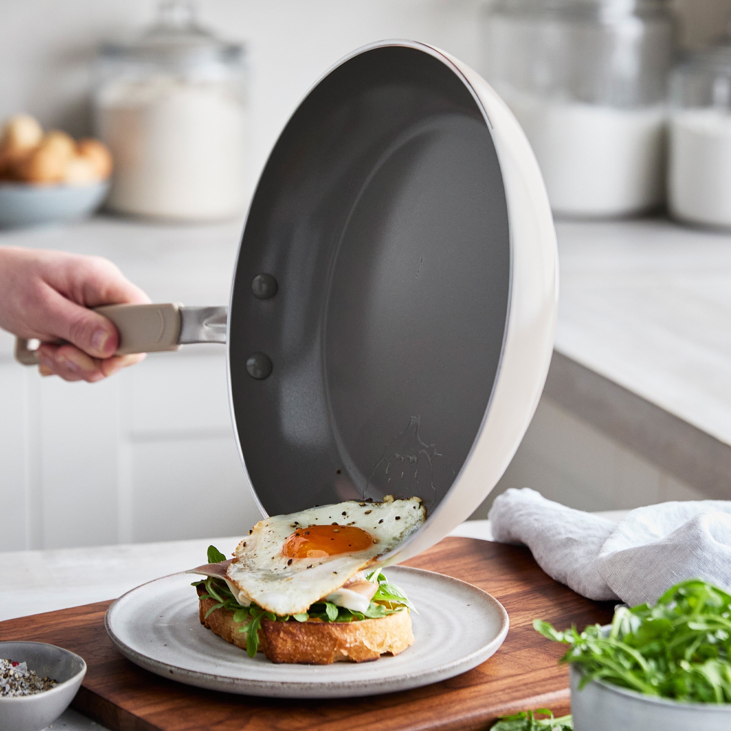 GreenPan Space Saving Stack Ceramic Nonstick 11-Piece Cookware Set | Taupe