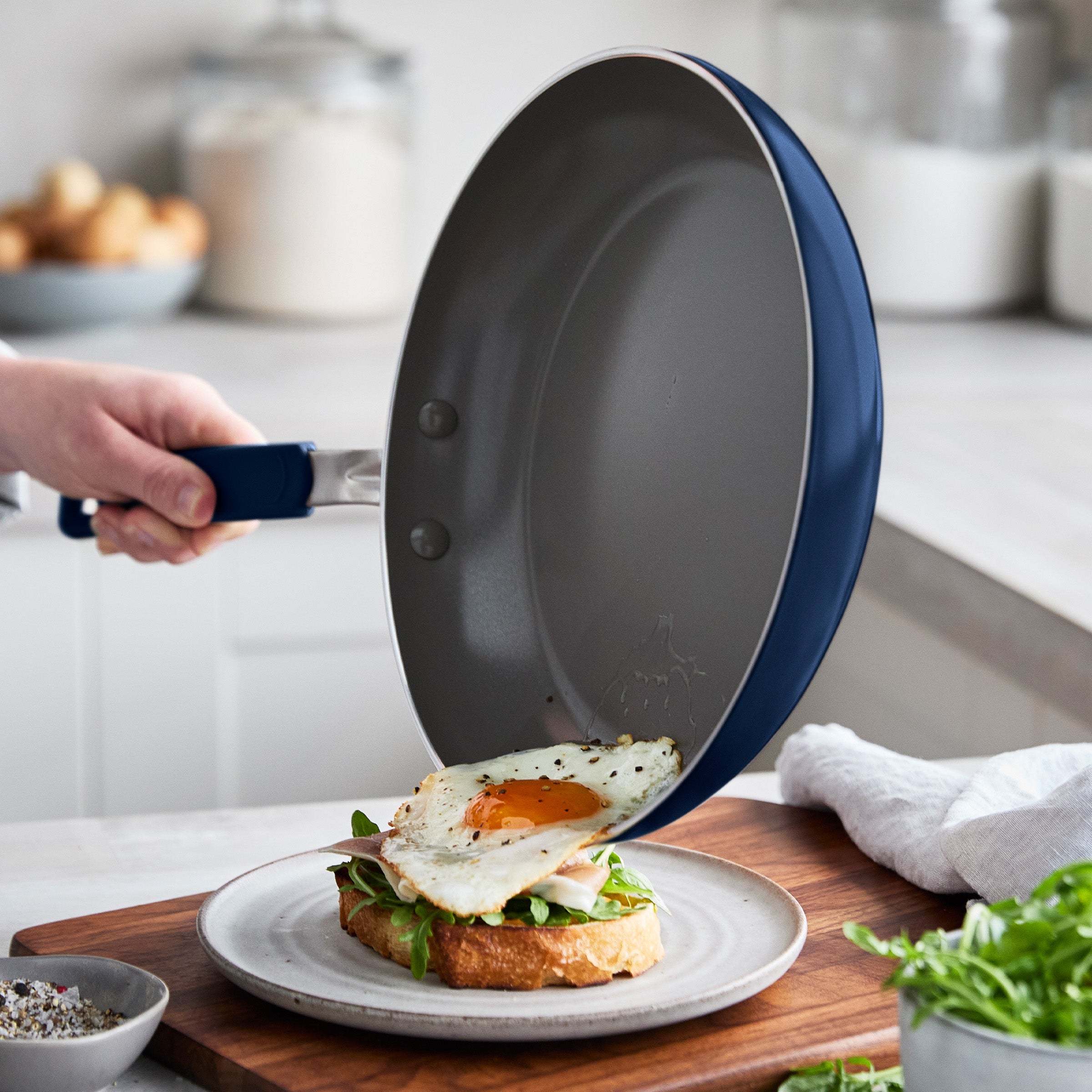 Space Saving Stack Ceramic Nonstick 11-Piece Cookware Set – Oxford Blue