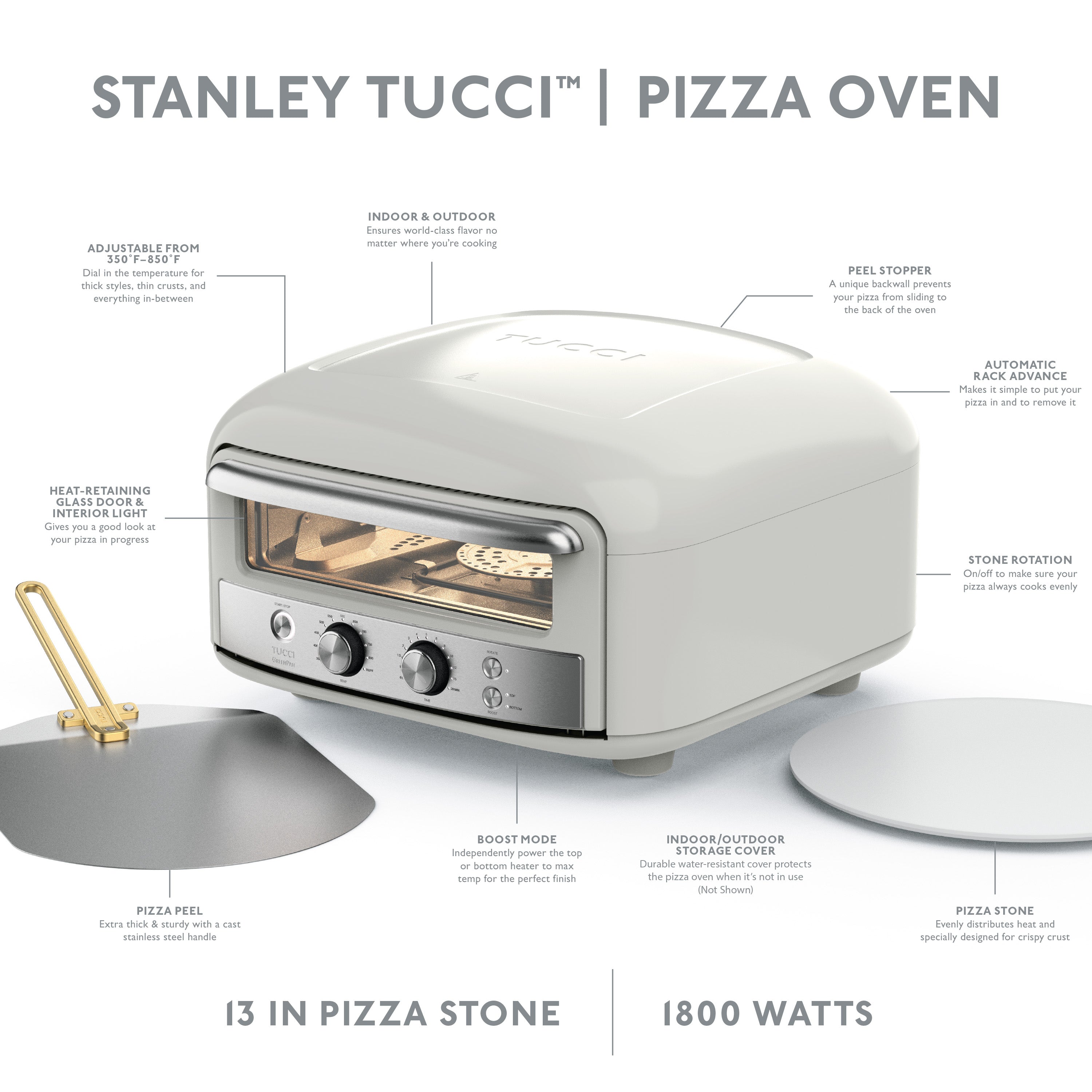 Stanley Tucci Indoor and Outdoor Pizza Oven – Carrara White