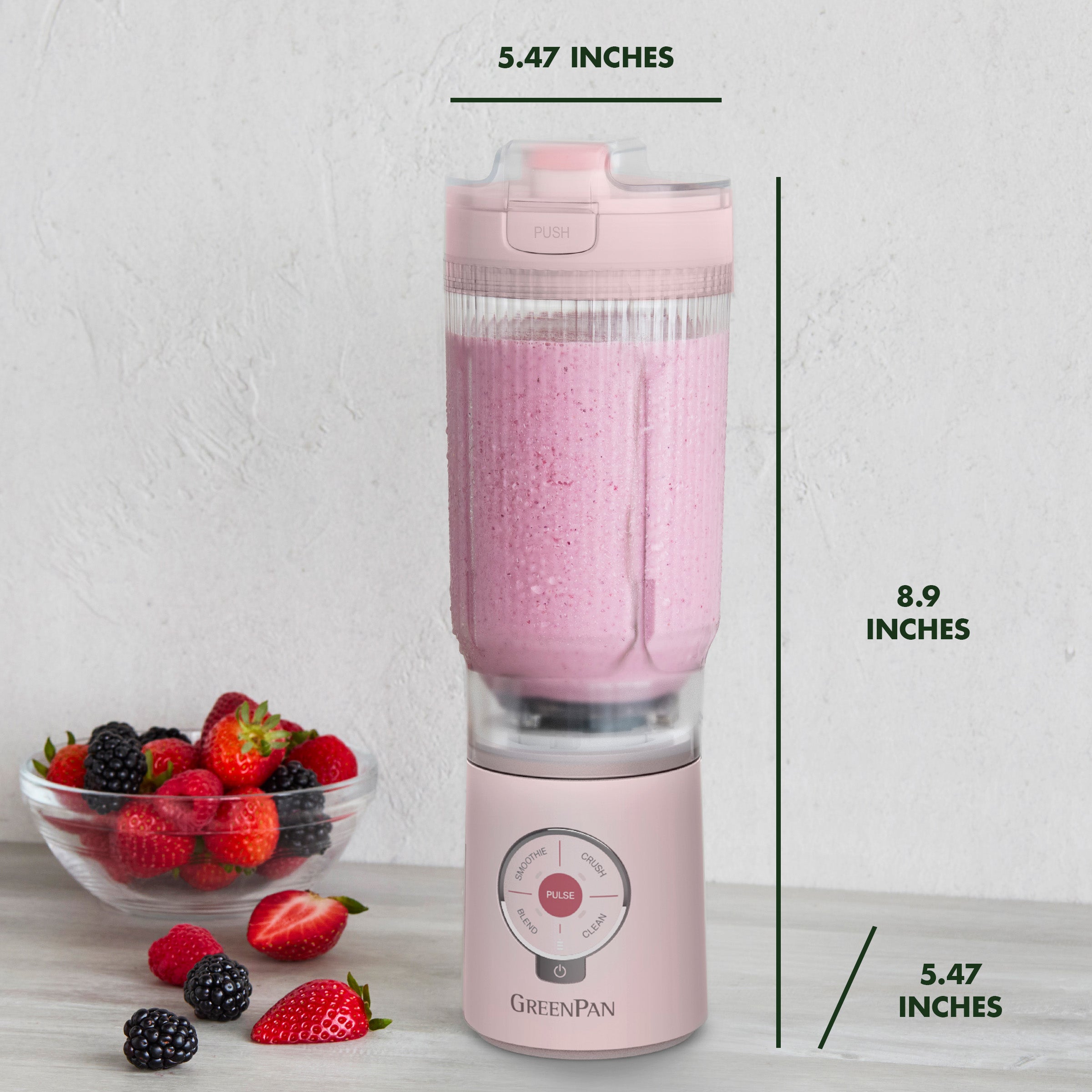 GreenPan Spin & Go Portable Blender | Strawberry